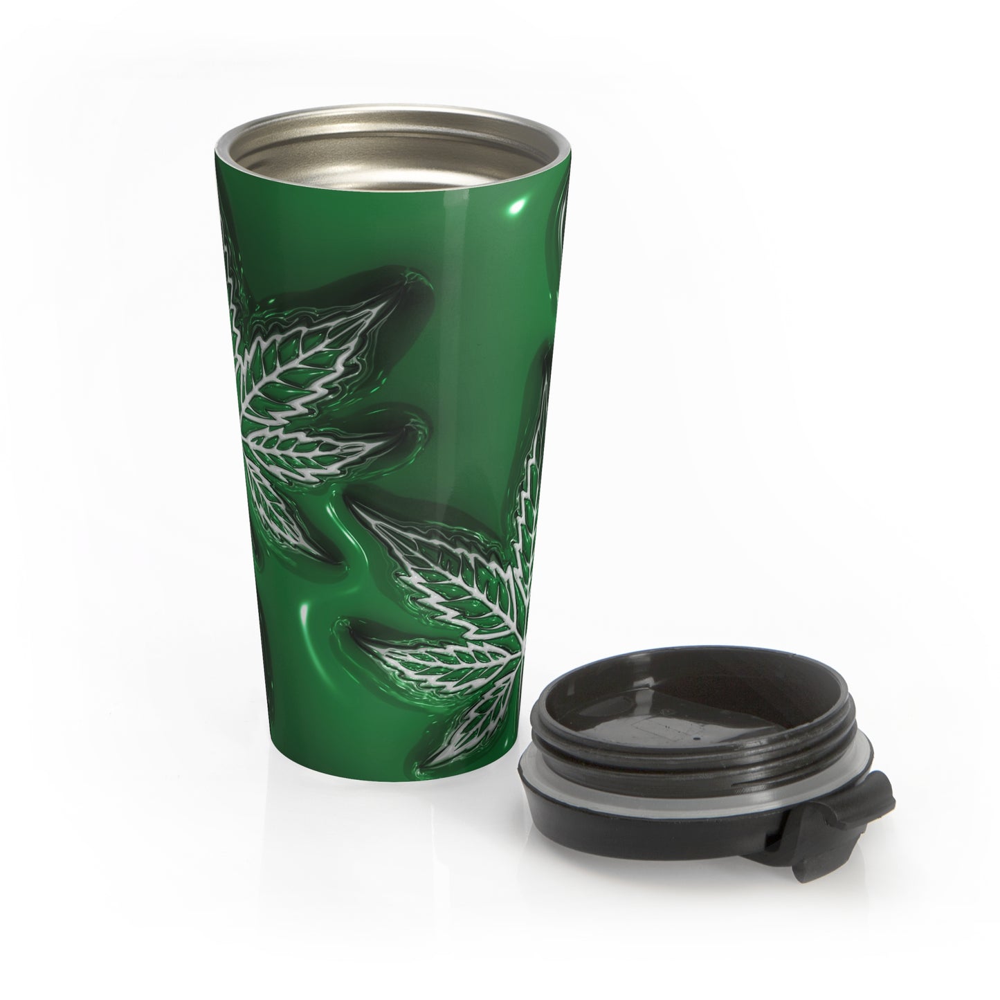 Emerald Leaf Stainless Steel Travel Mug – 15oz