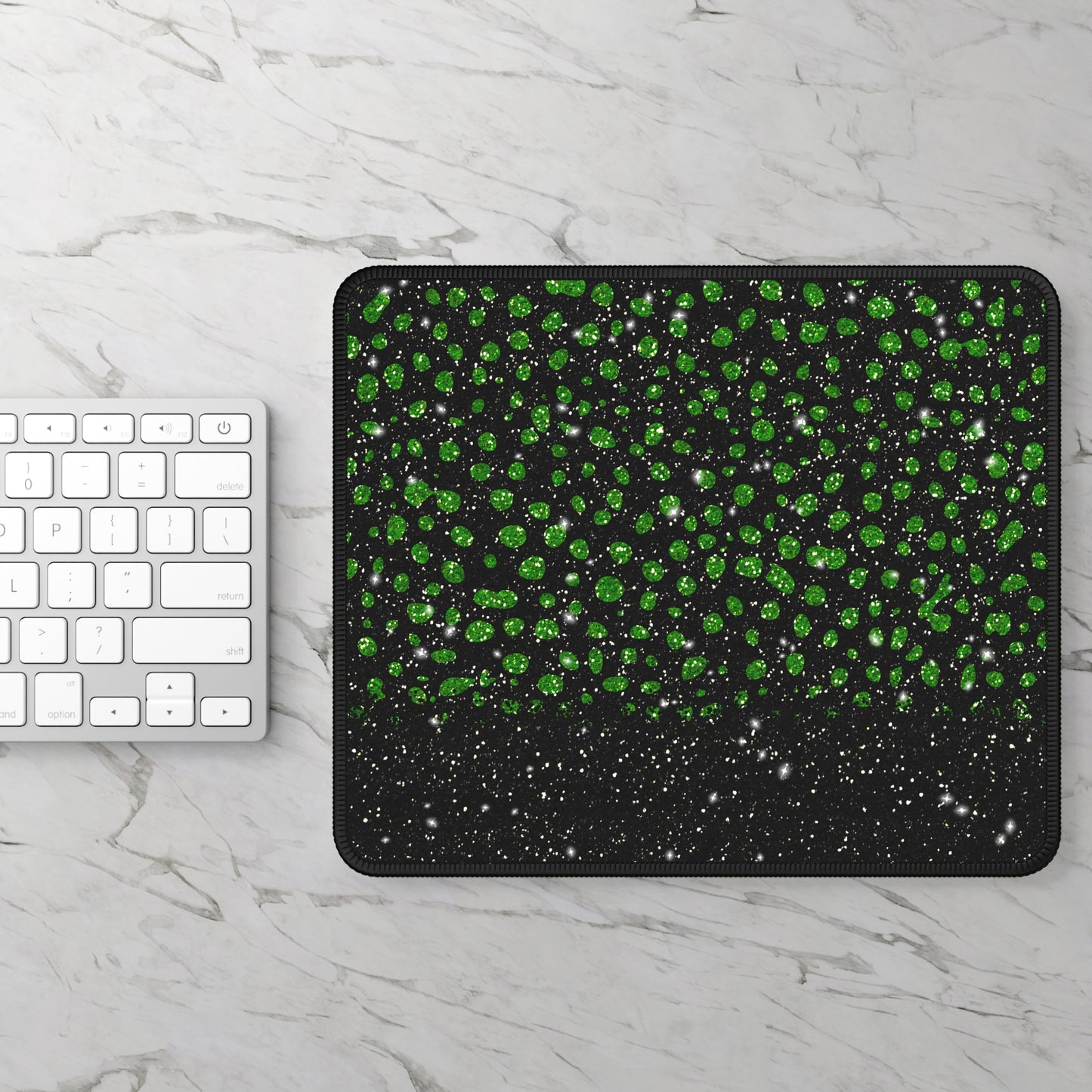 Emerald Sparkle Mouse Pad – 9x7 Neoprene Desk Mat with Green Glitter Design