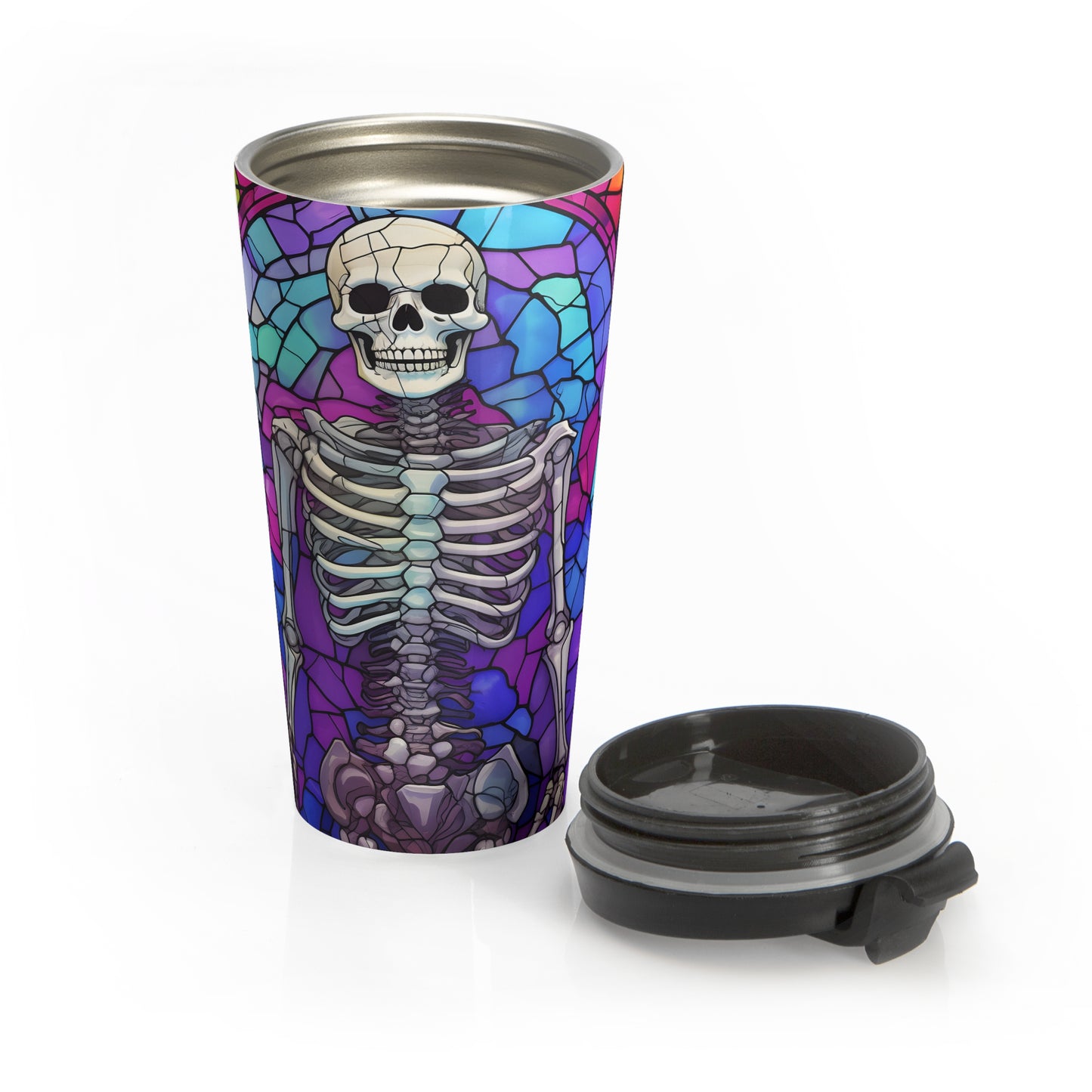 Stained Glass Skeleton Travel Mug
