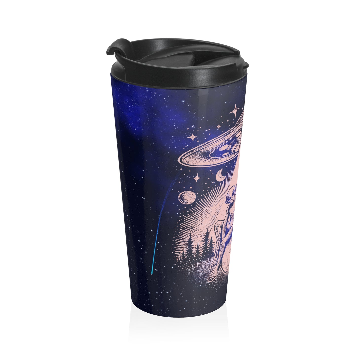 Alien and Bigfoot UFO Stainless Steel Travel Mug – 15oz