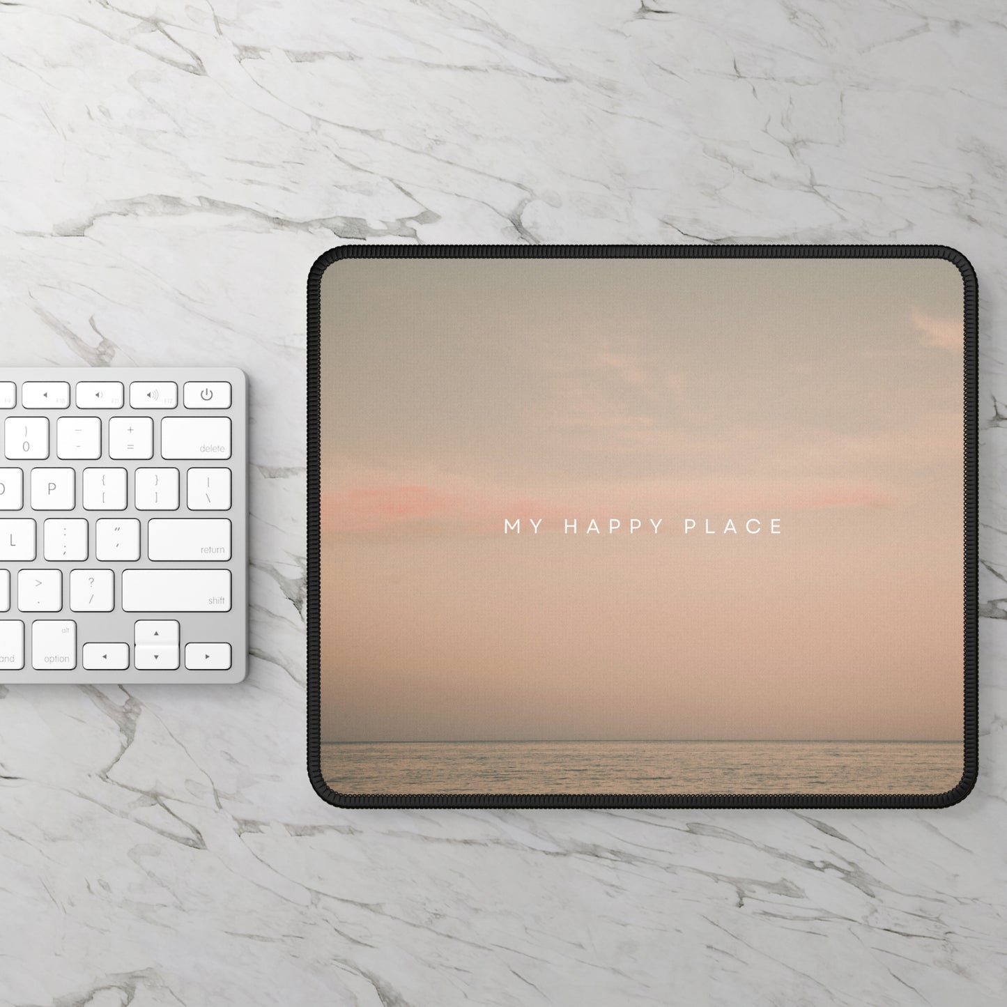 My Happy Place Mouse Pad – 9x7 Neoprene Desk Mat with Calm Ocean Sunset Design