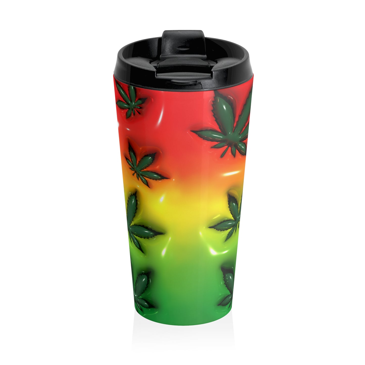 Rasta Leaf Stainless Steel Travel Mug – 15oz