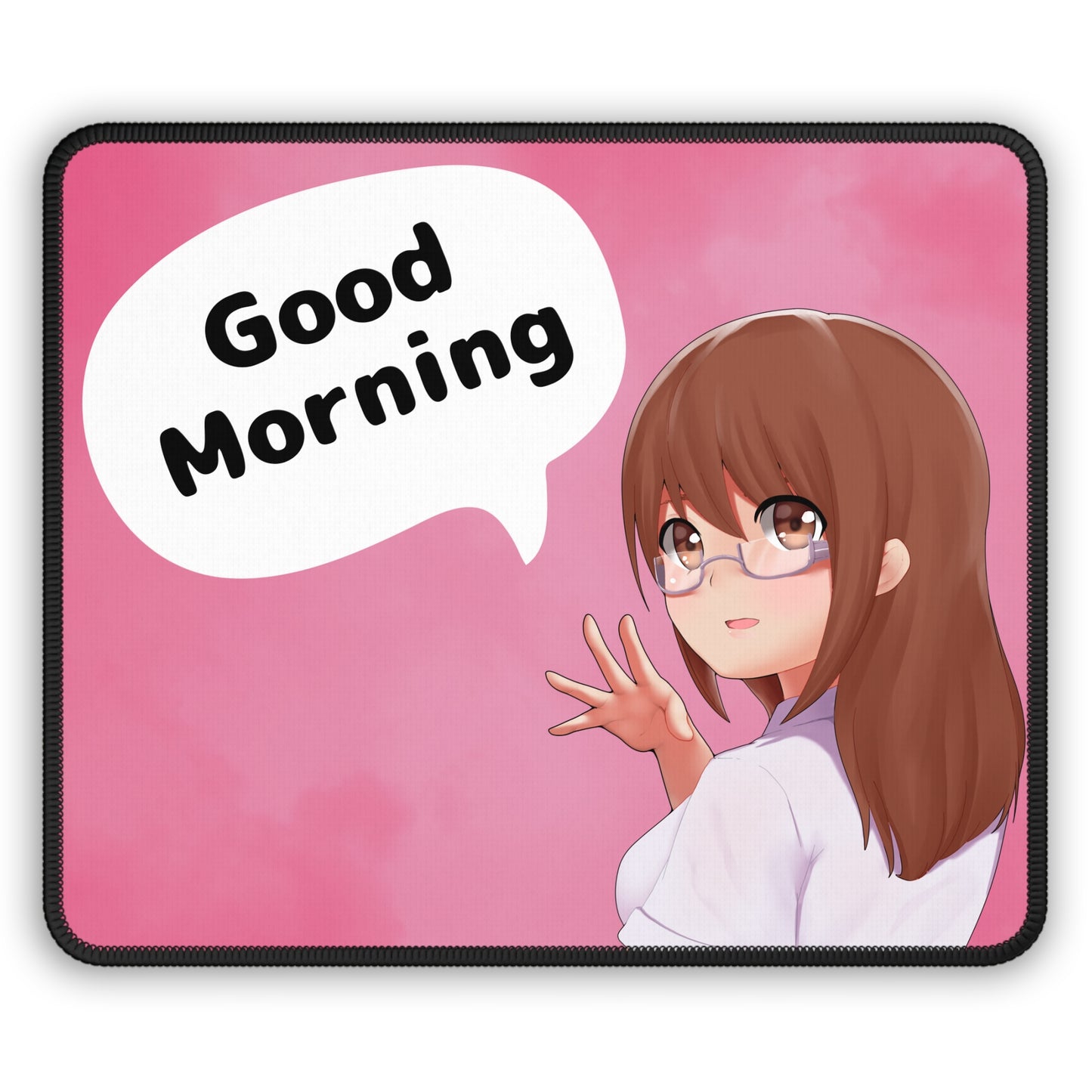 Good Morning Anime Mouse Pad – 9x7 Neoprene Desk Mat with Cute Character Design