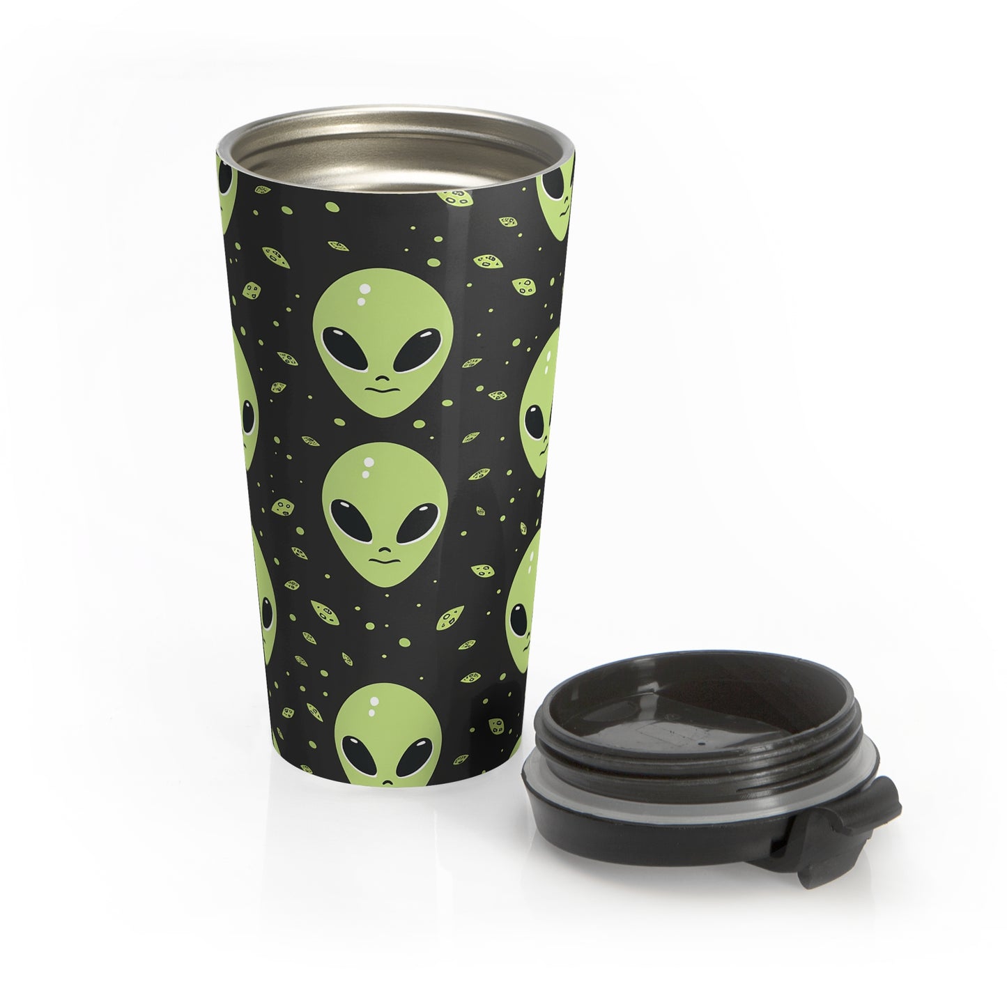 UFO Alien Pattern Stainless Steel Travel Mug – 15oz