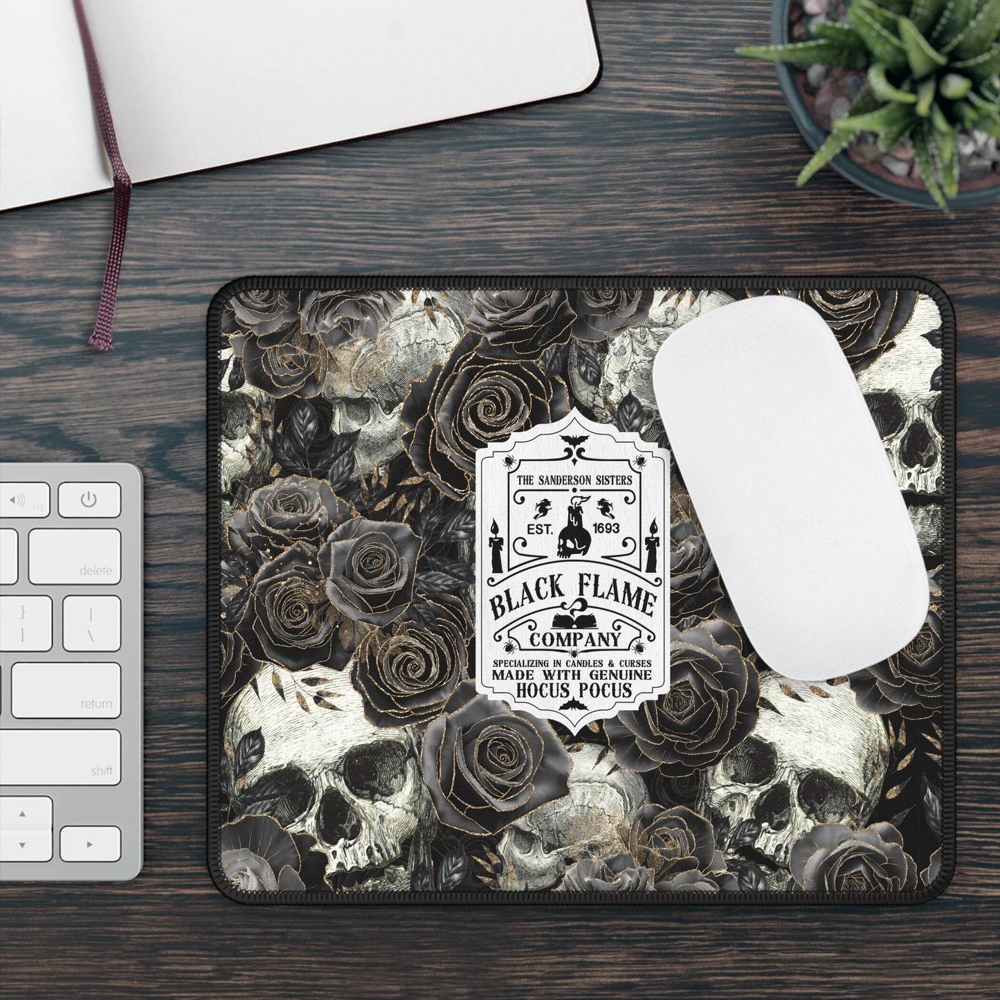 Black Flame Company Halloween Gaming Mouse Pad – 9x7 Neoprene Desk Mat for Gamers and Witchy Workspaces