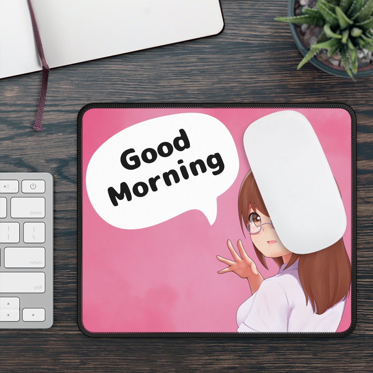 Good Morning Anime Mouse Pad – 9x7 Neoprene Desk Mat with Cute Character Design