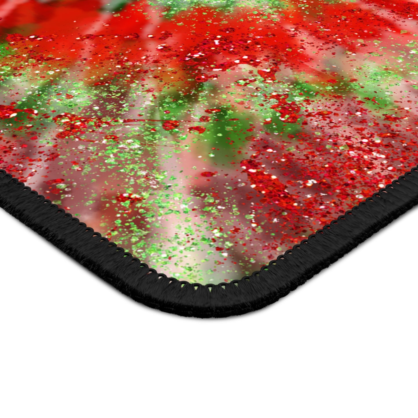 Christmas Tie-Dye Glitter Mouse Pad – 9x7 Neoprene Desk Mat with Red and Green Spiral Design