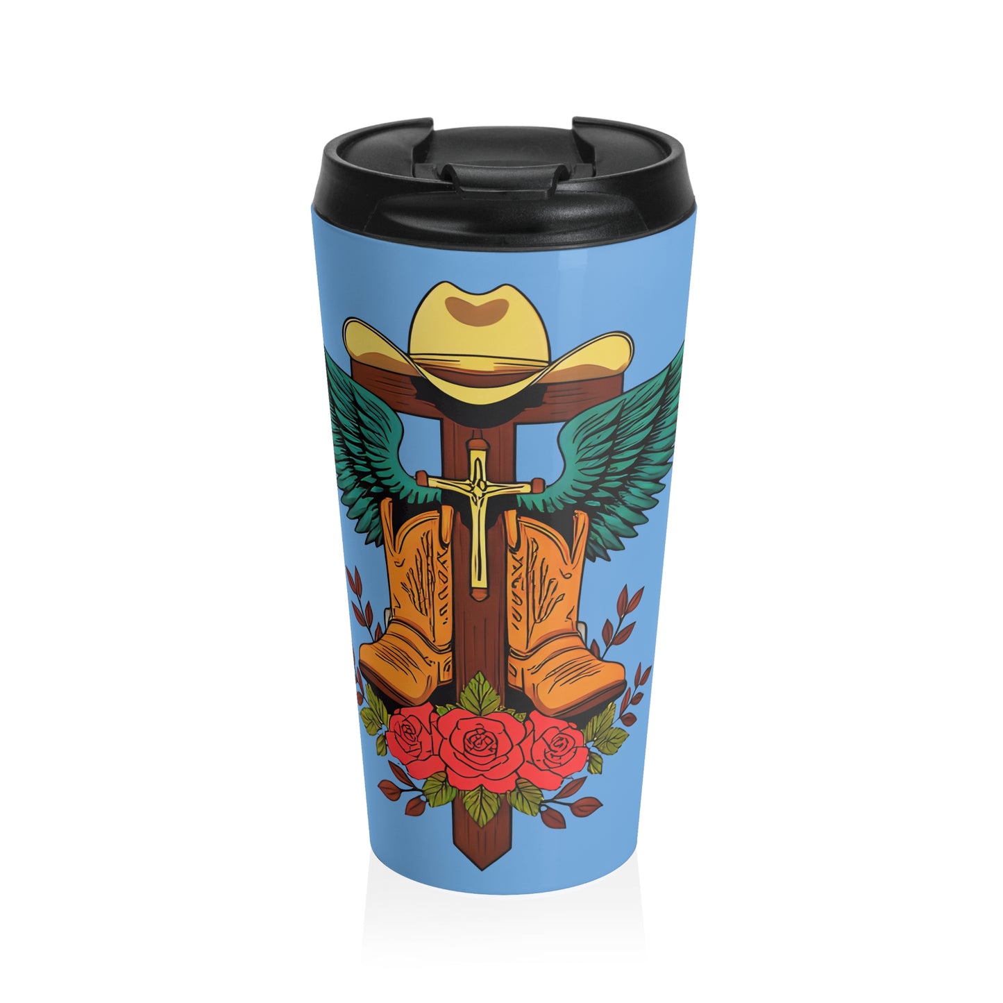 Cowboy Faith Mug – 15oz Stainless Steel Travel Cup