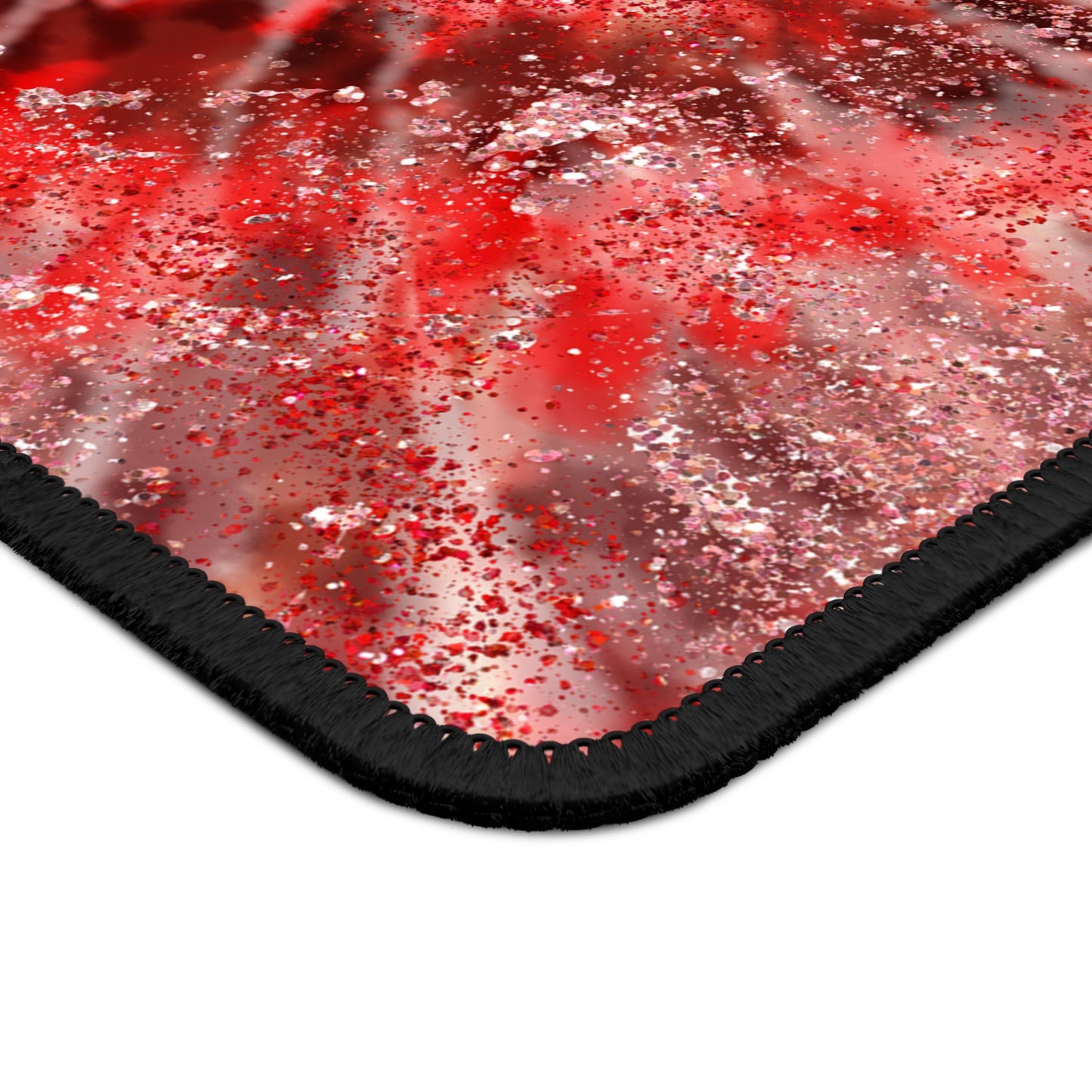 Red Tie-Dye Glitter Mouse Pad – 9x7 Neoprene Desk Mat with Sparkling Spiral Design
