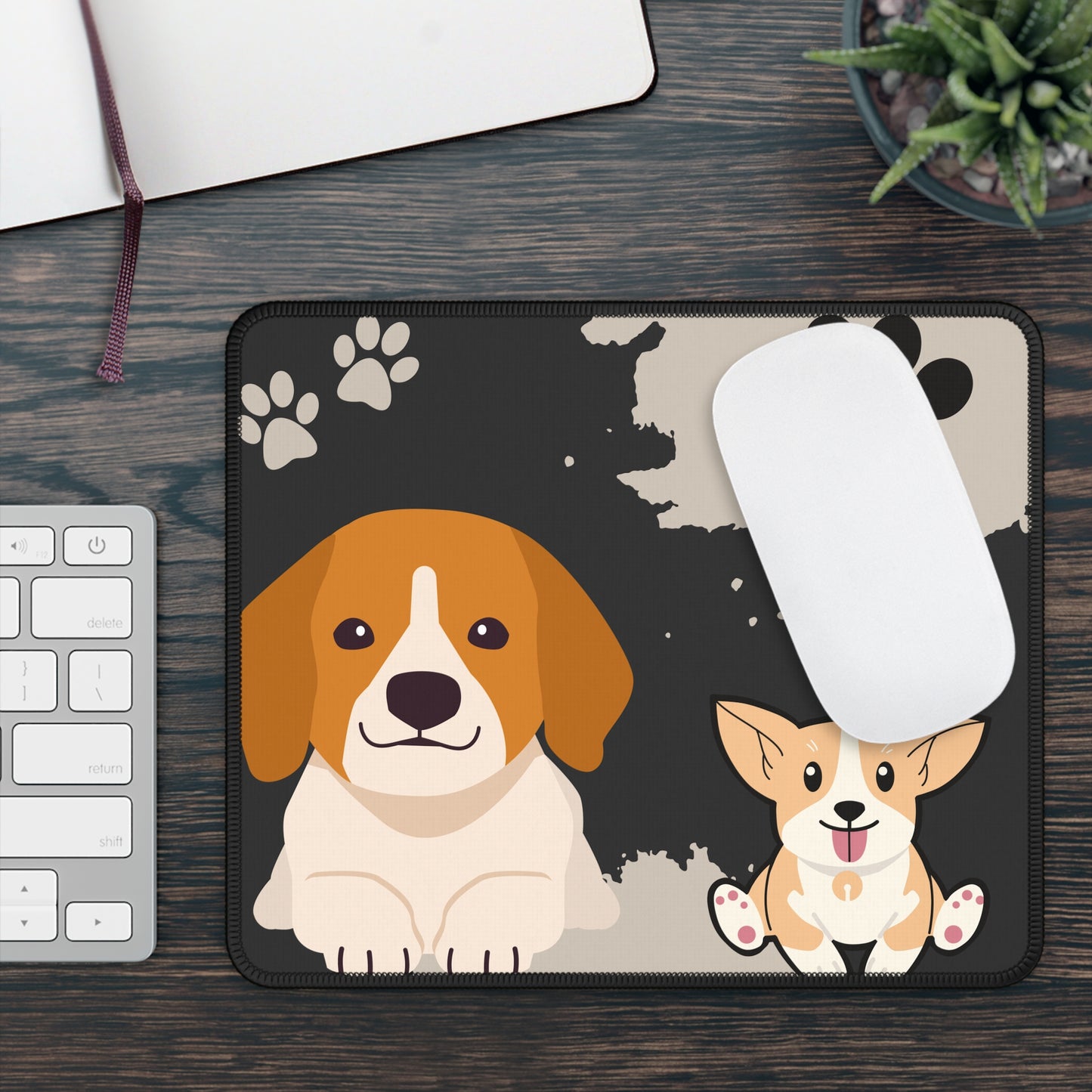 Pawfect Duo Mouse Pad – 9x7 Neoprene Desk Mat with Cute Puppy Design