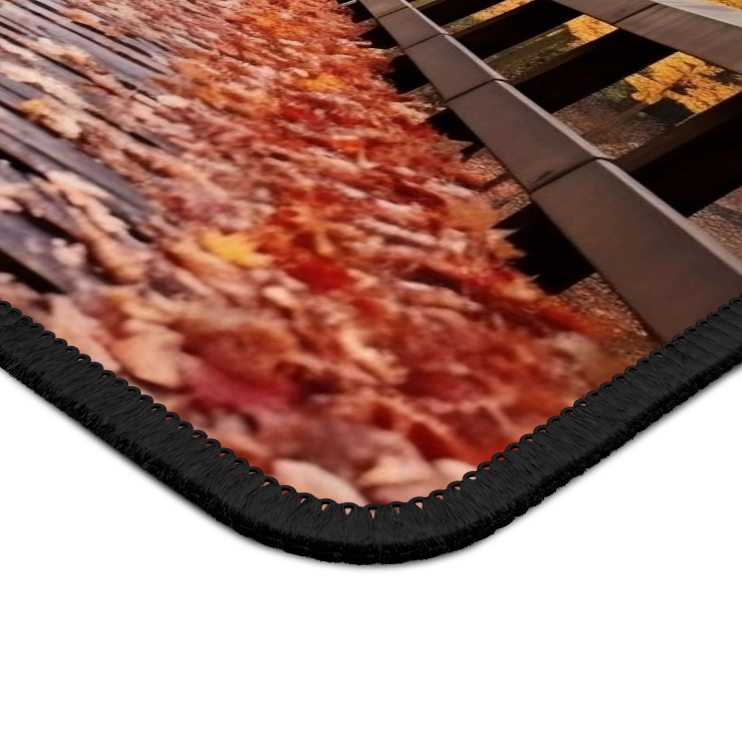Autumn Forest Bridge Mouse Pad