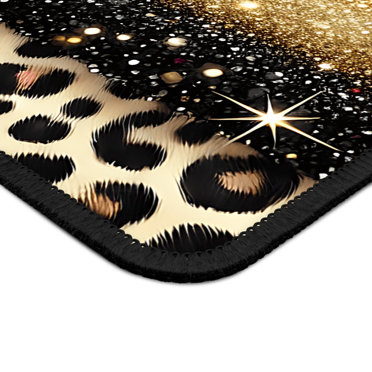 Pink & Gold Glitter Leopard Mouse Pad