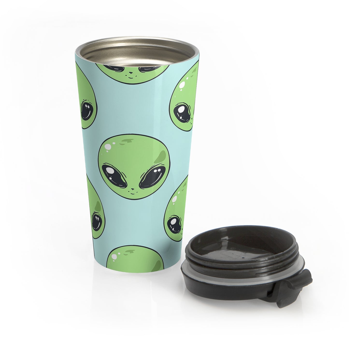 Pastel Alien Pattern Stainless Steel Travel Mug – 15oz