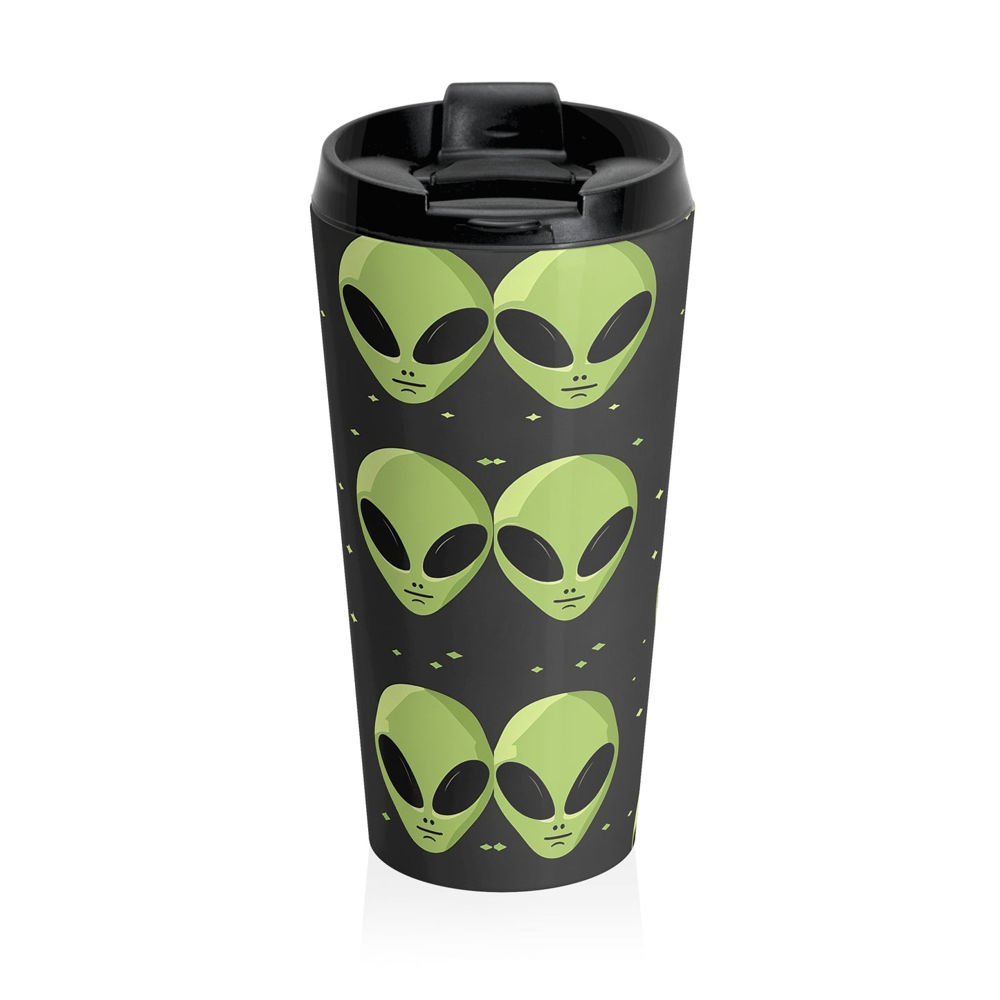 Neon Alien Head Stainless Steel Travel Mug – 15oz