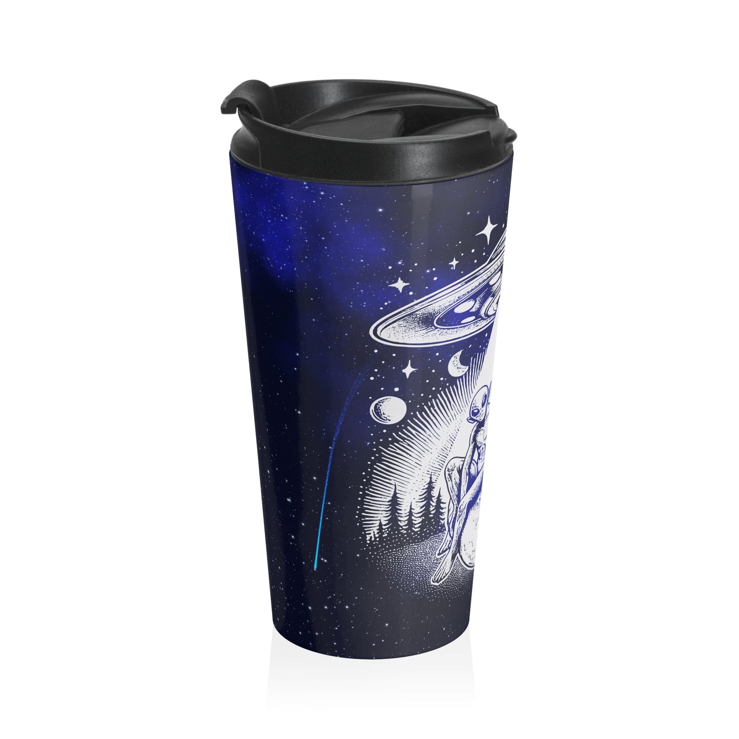 Alien and Bigfoot UFO Stainless Steel Travel Mug – 15oz