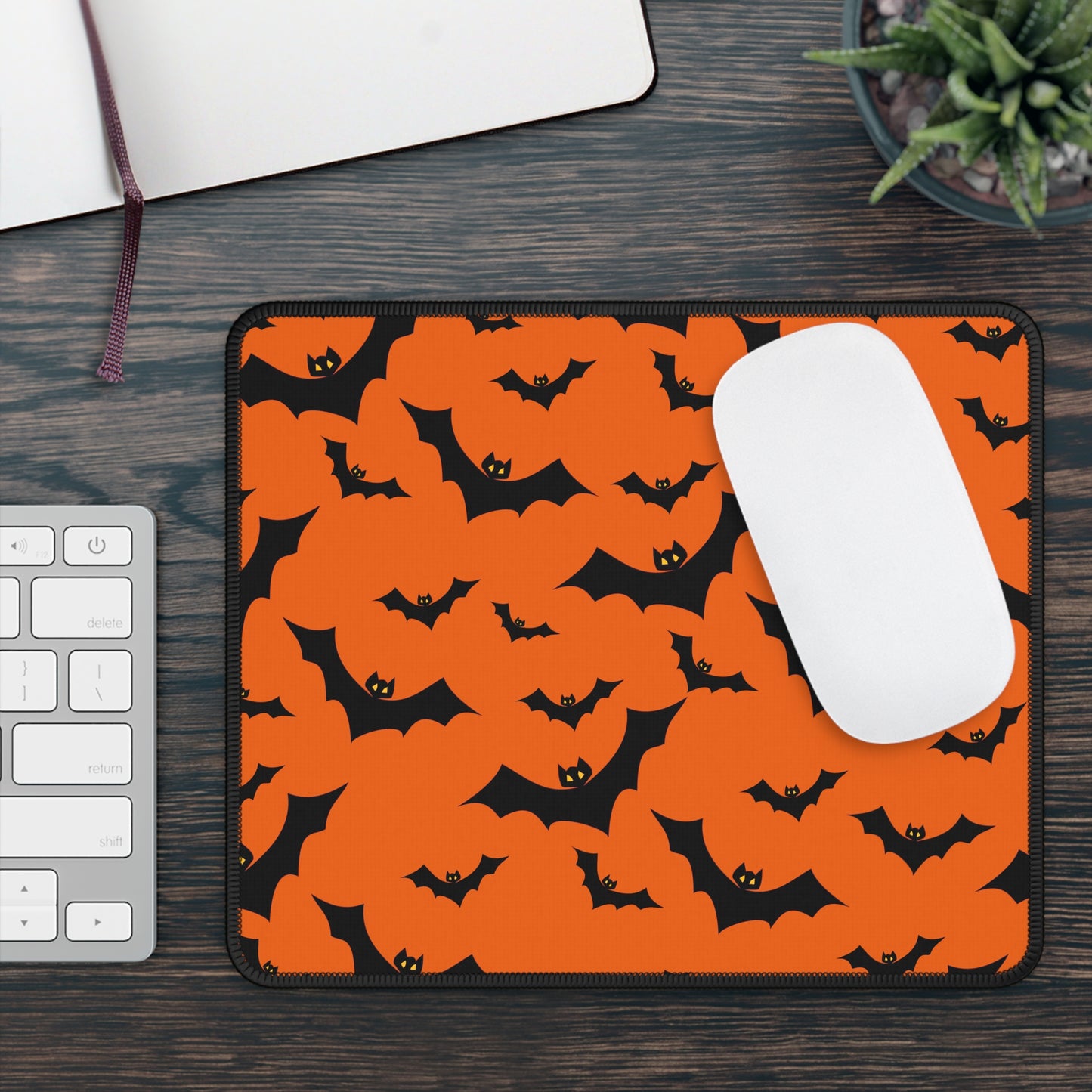 Bat Attack Halloween Gaming Mouse Pad – 9x7 Neoprene Desk Mat for Gamers and Spooky Season Fans