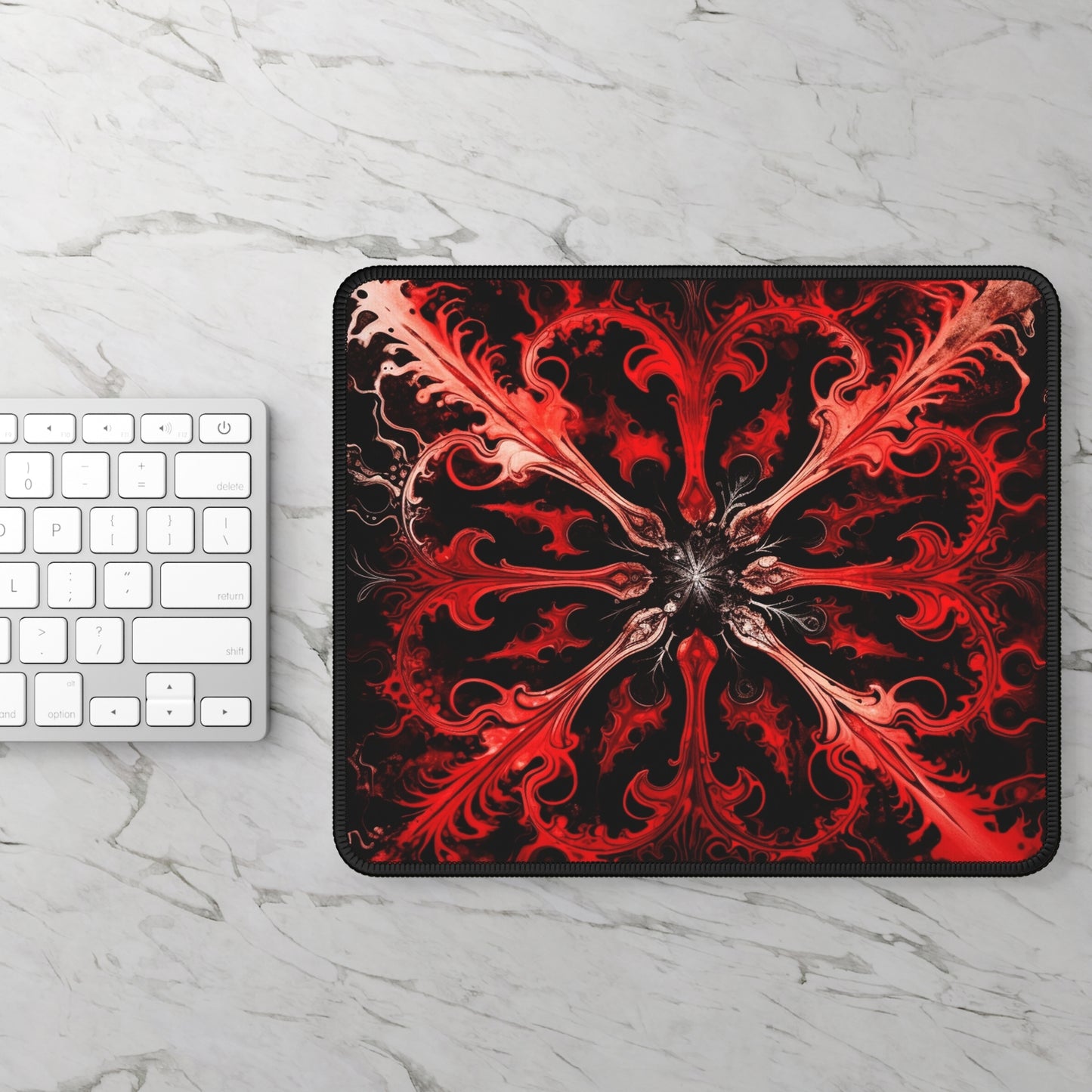Infernal Bloom Gaming Mouse Pad – 9x7 Neoprene Desk Mat for Gamers and Dark Art Lovers 🔥💀🌹