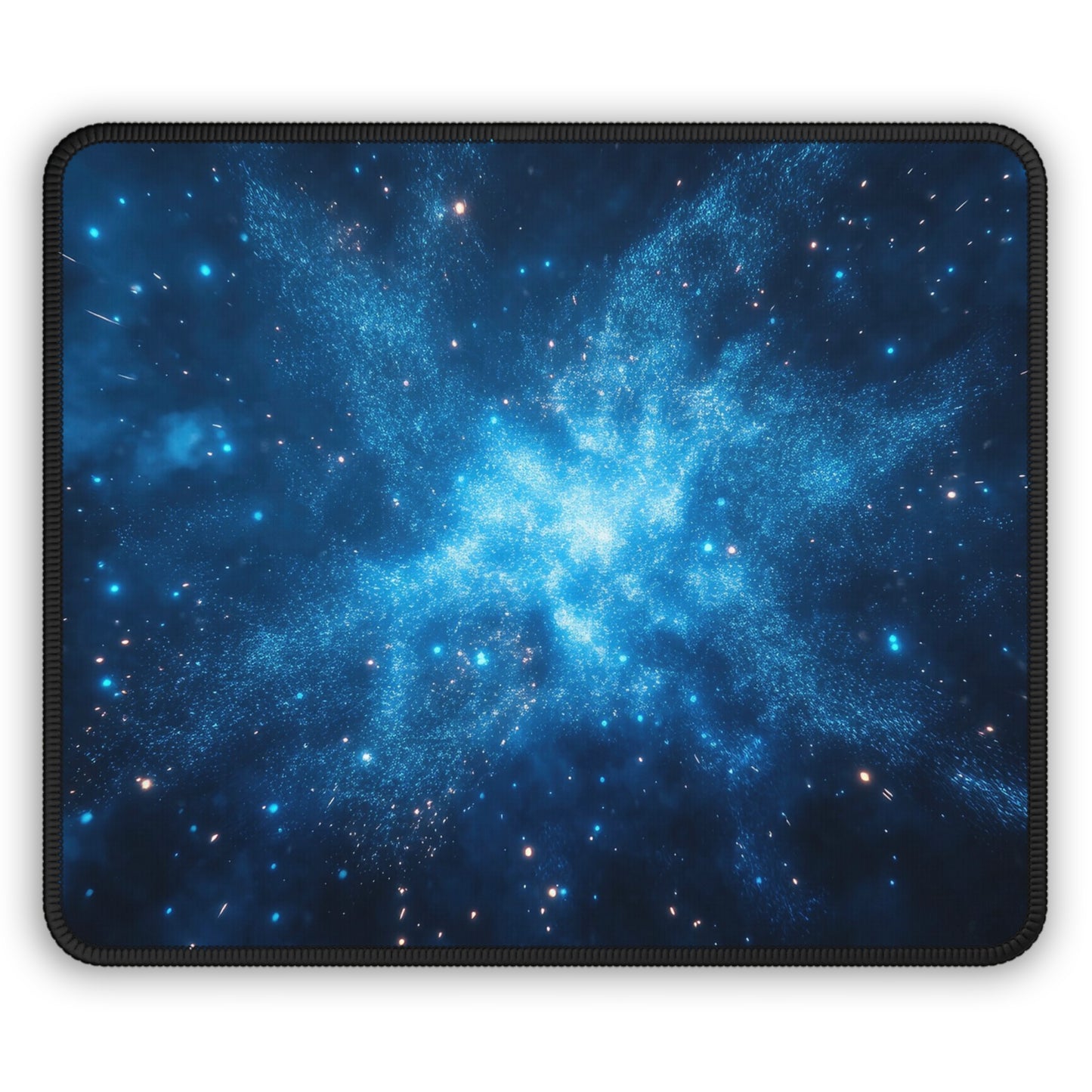 Cosmic Burst Mouse Pad – 9x7 Neoprene Desk Mat with Blue Galaxy Explosion Design