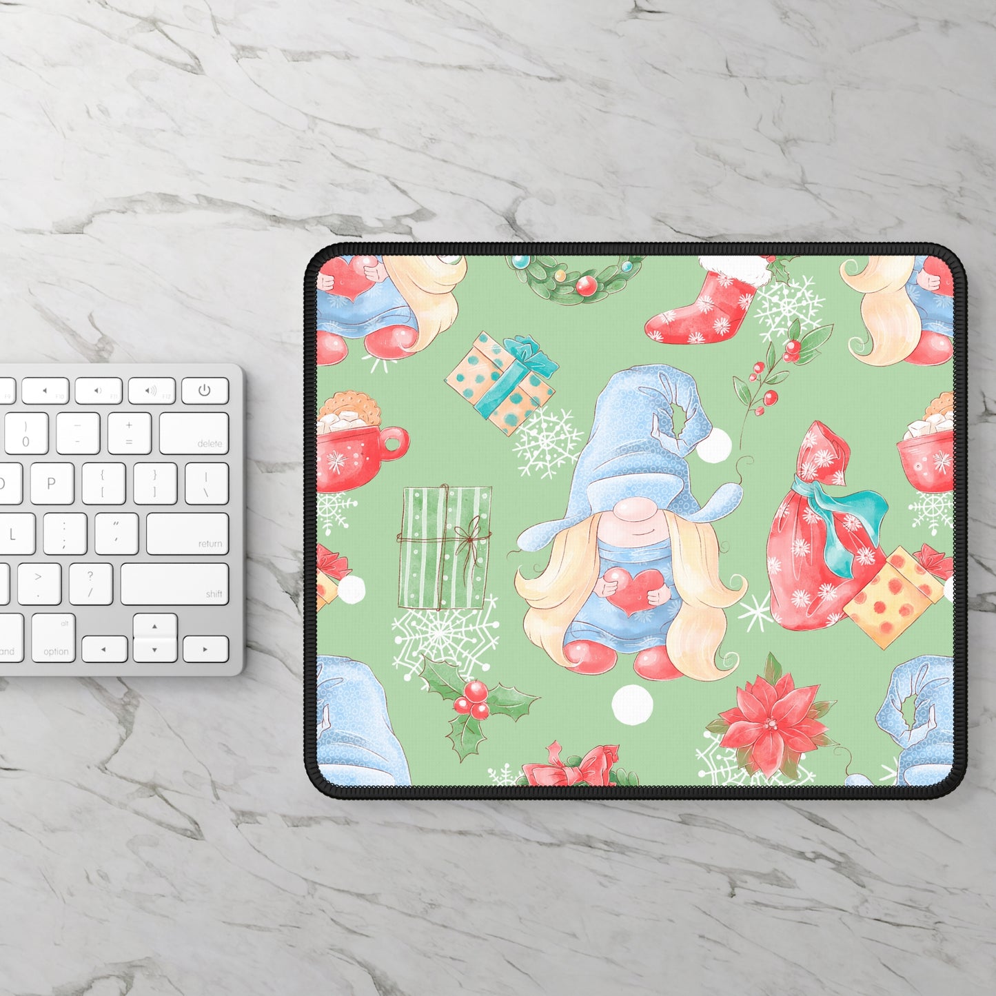 Holiday Gnome Mouse Pad – 9x7 Neoprene Desk Mat with Christmas Gift Design