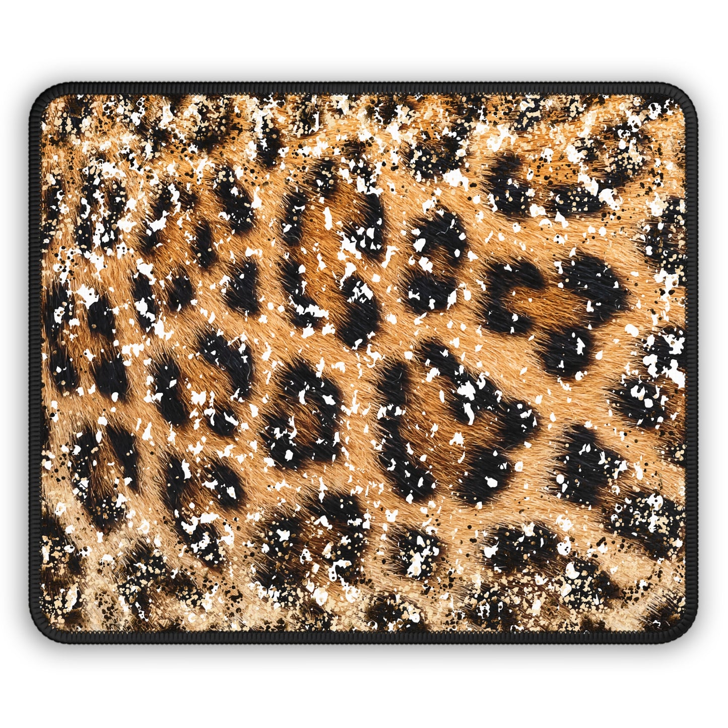 Golden Leopard Luxe Mouse Pad – 9x7 Neoprene Desk Mat with Glitter and Animal Print Design