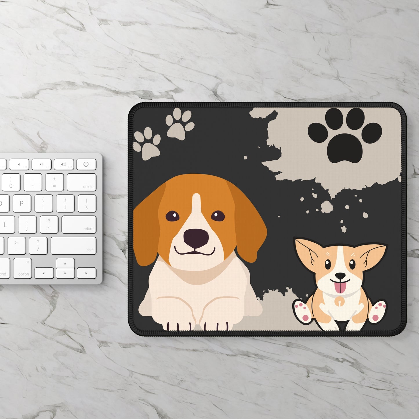 Pawfect Duo Mouse Pad – 9x7 Neoprene Desk Mat with Cute Puppy Design