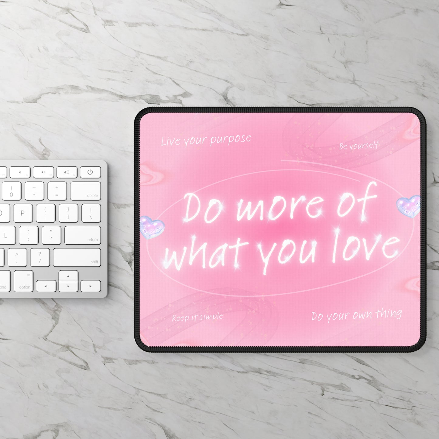 Do More of What You Love Mouse Pad – 9x7 Neoprene Desk Mat with Pink Inspirational Quote Design