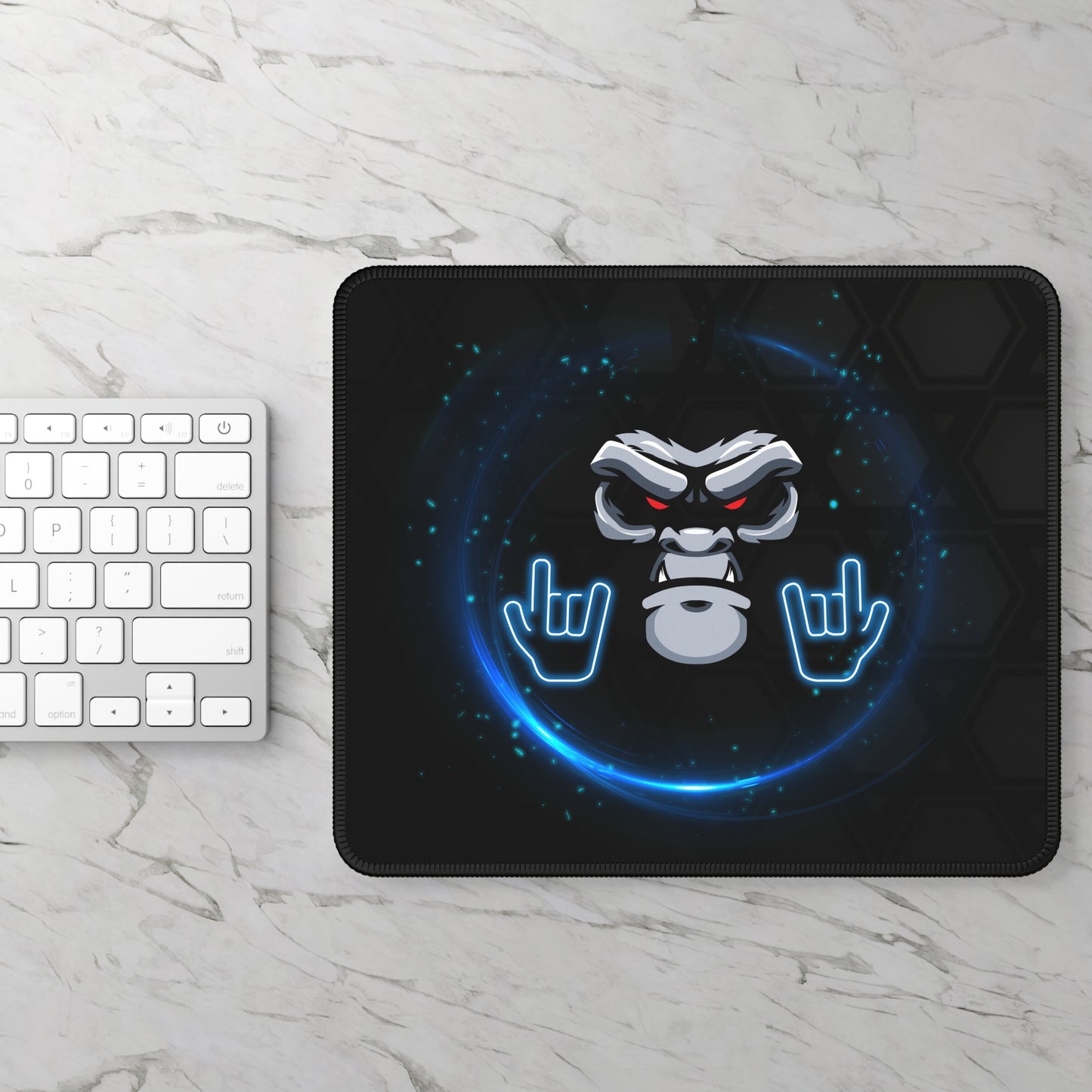 Cyber Gorilla Mouse Pad – 9x7 Neoprene Desk Mat with Futuristic Neon Tech Design