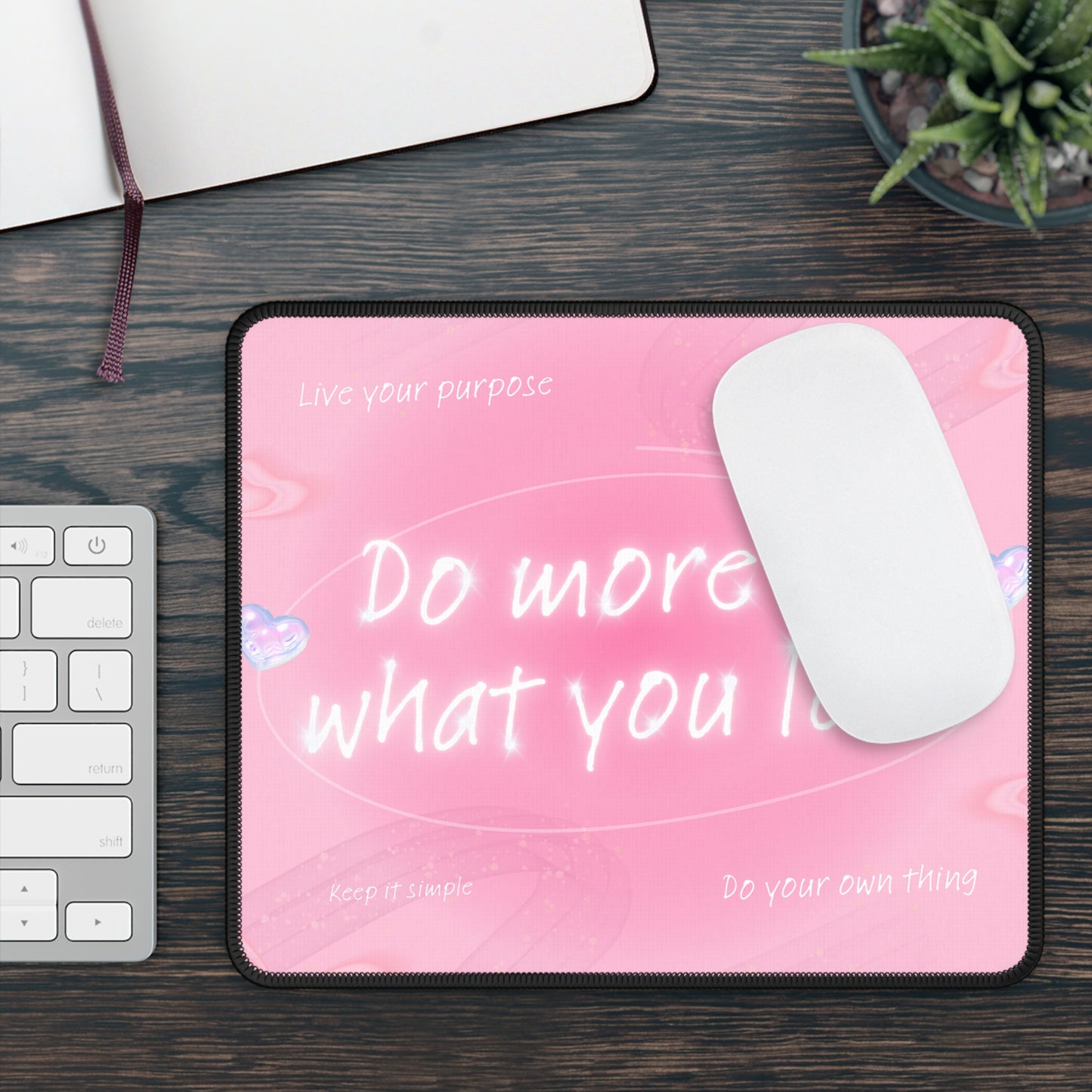 Do More of What You Love Mouse Pad – 9x7 Neoprene Desk Mat with Pink Inspirational Quote Design