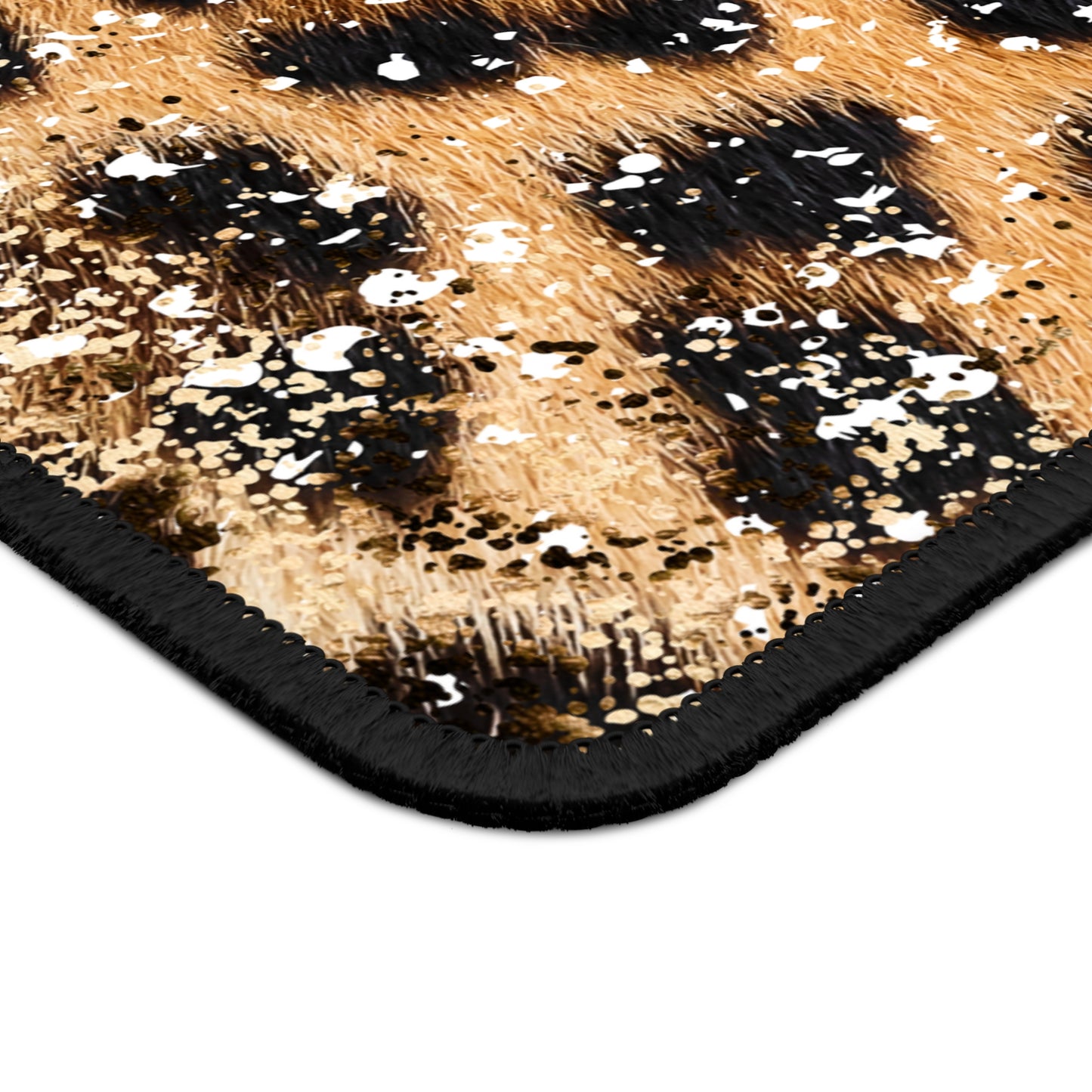 Golden Leopard Luxe Mouse Pad – 9x7 Neoprene Desk Mat with Glitter and Animal Print Design