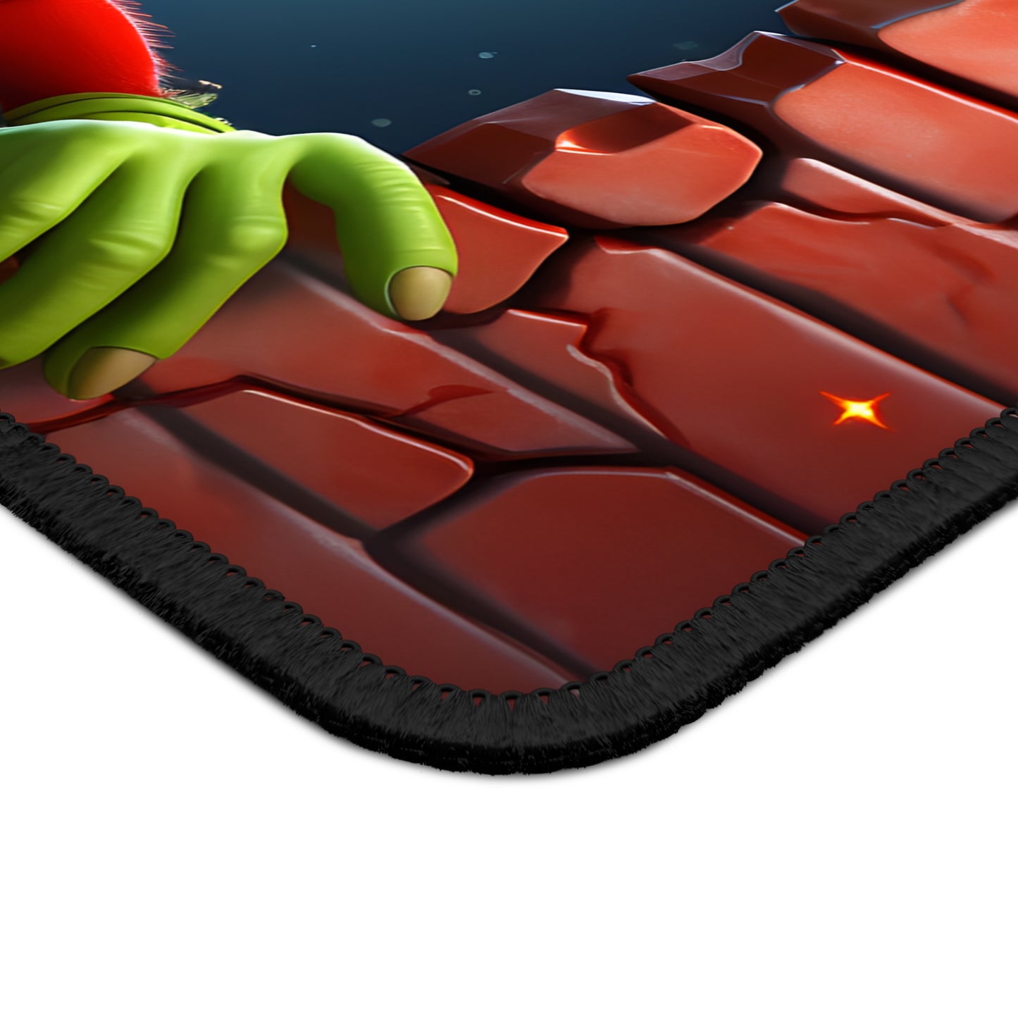 Curious Christmas Goblin Breaking Through Brick Wall Mouse Pad