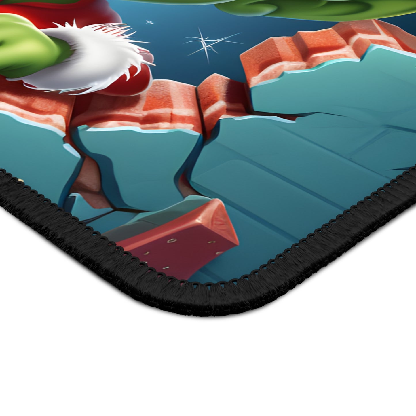 Silly Christmas Goblin Breaking Through the Wall Mouse Pad