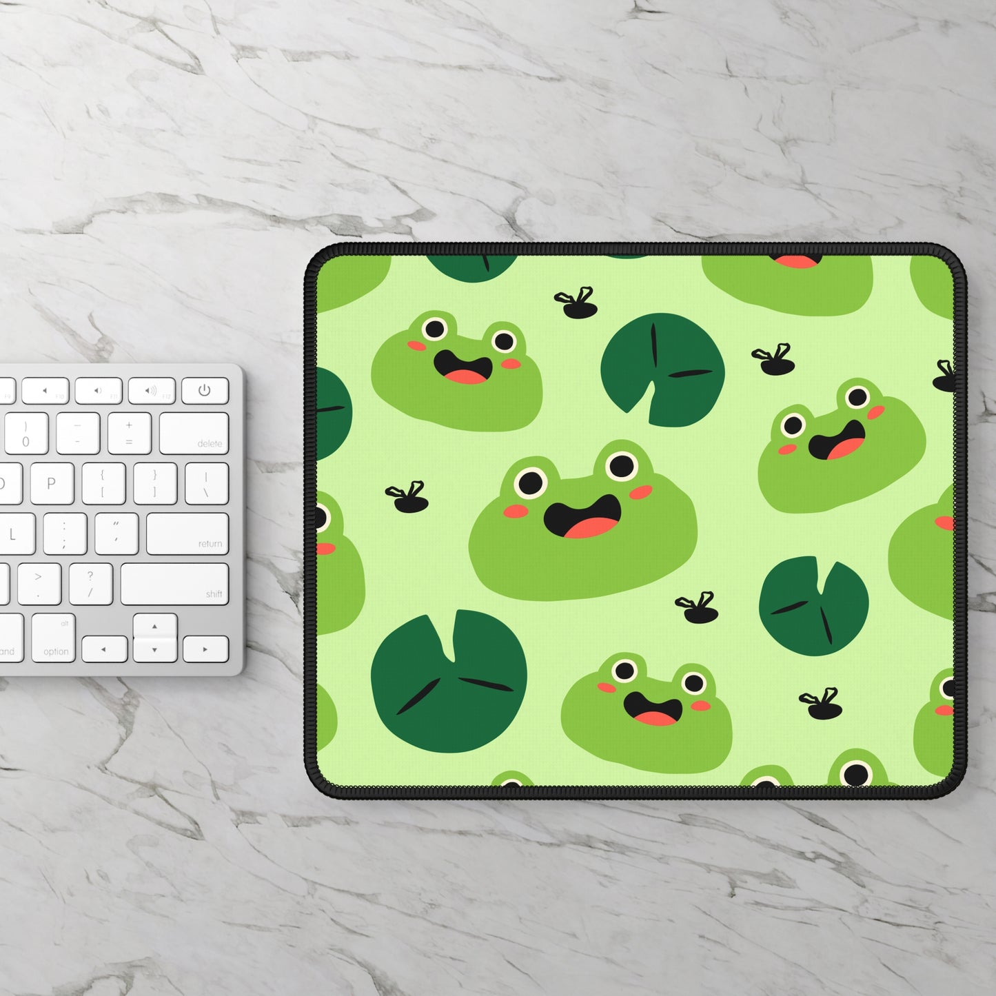 Hoppy Vibes Mouse Pad – 9x7 Neoprene Desk Mat with Cute Frog and Lily Pad Design