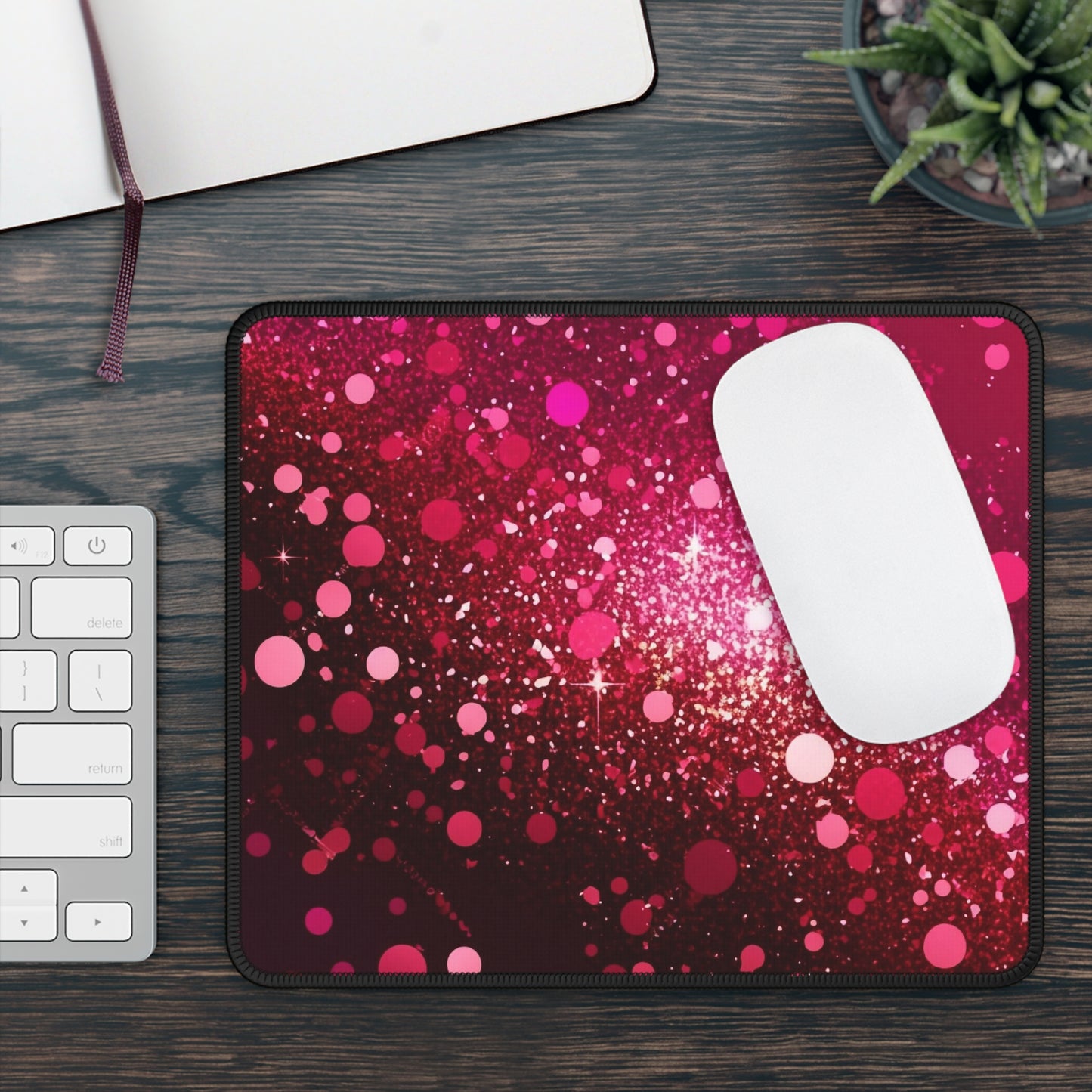 Crimson Sparkle Mouse Pad – 9x7 Neoprene Desk Mat with Radiant Red Glitter Design