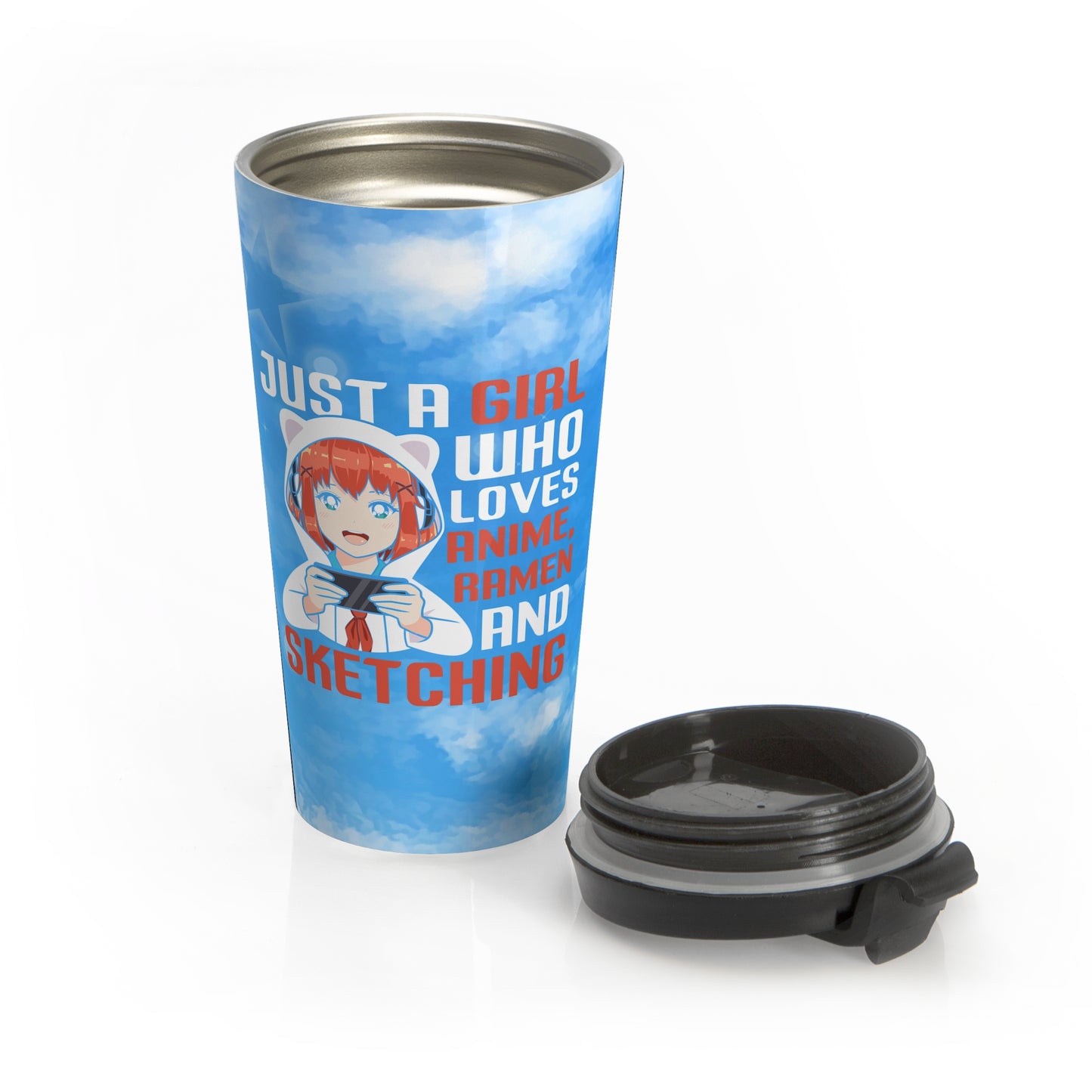 Just a Girl Who Loves Anime Stainless Steel Travel Mug – 15oz