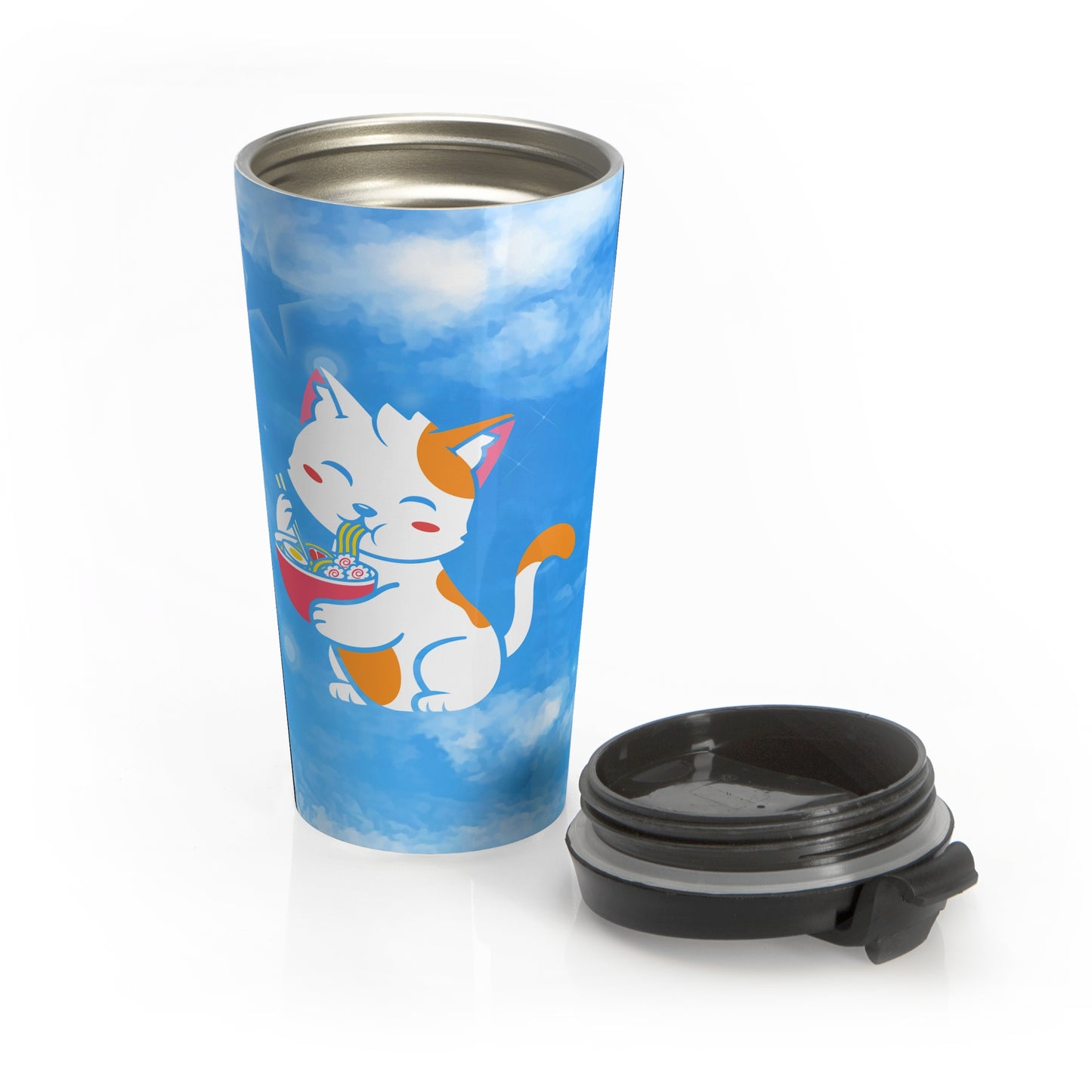 Ramen Cat Stainless Steel Travel Mug – 15oz