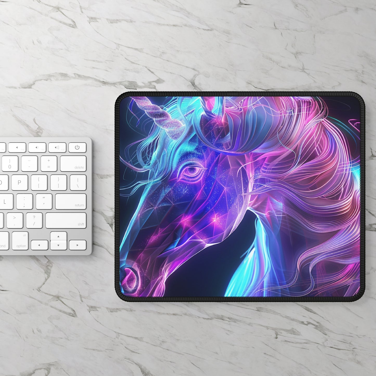 Galactic Unicorn Mouse Pad – 9x7 Neoprene Desk Mat with Neon Fantasy Design
