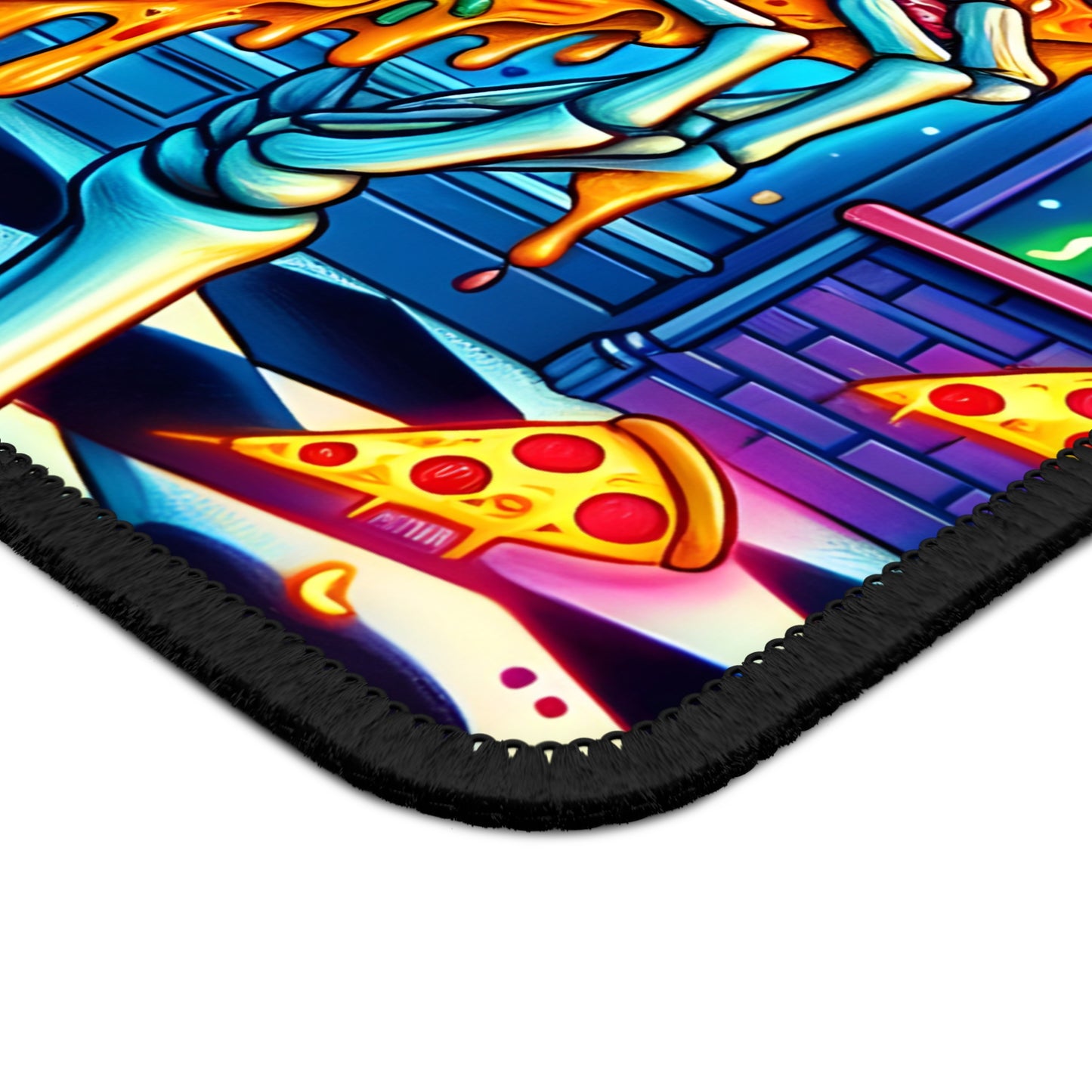 Neon Pizza Skeleton Mouse Pad