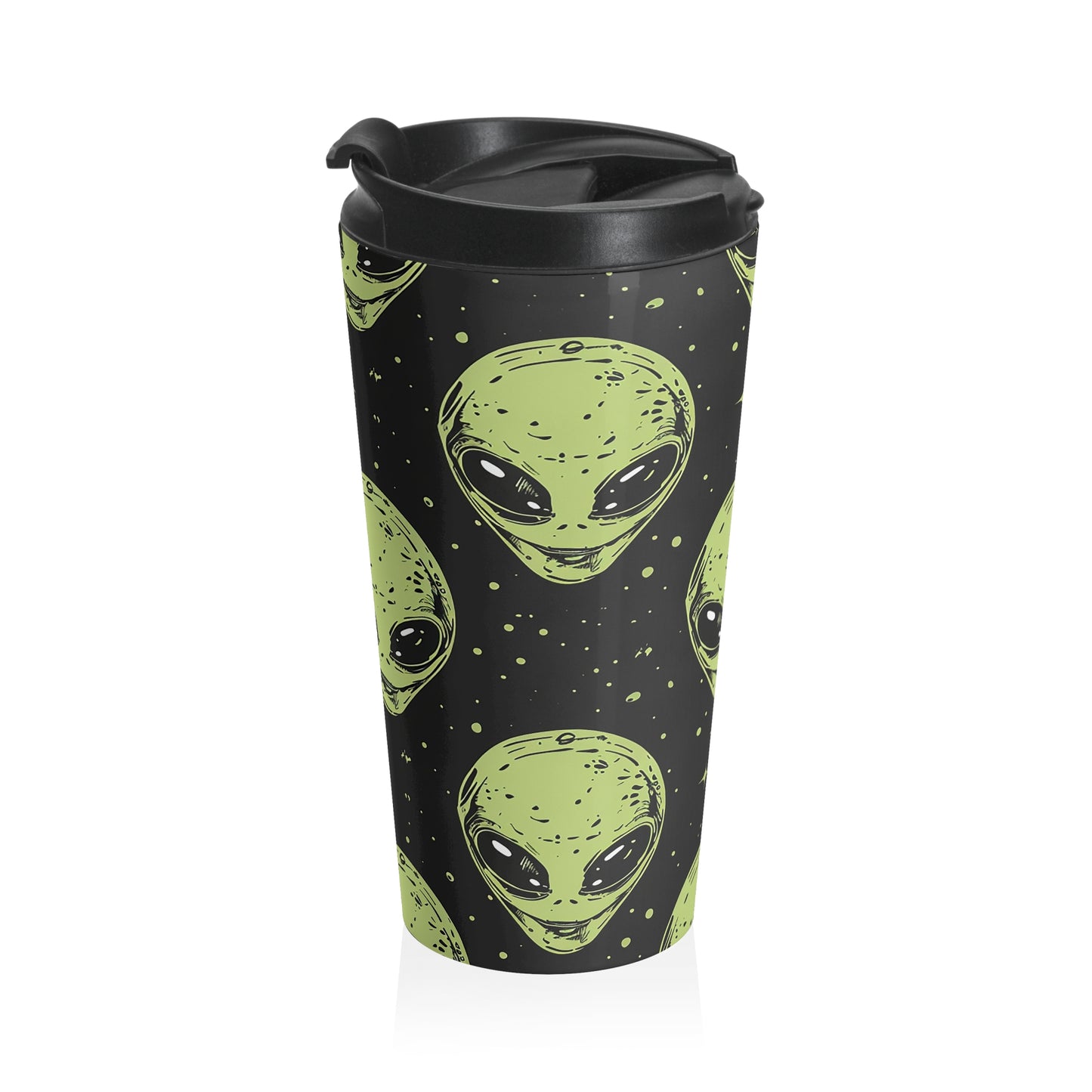 Galactic Alien Pattern Stainless Steel Travel Mug – 15oz