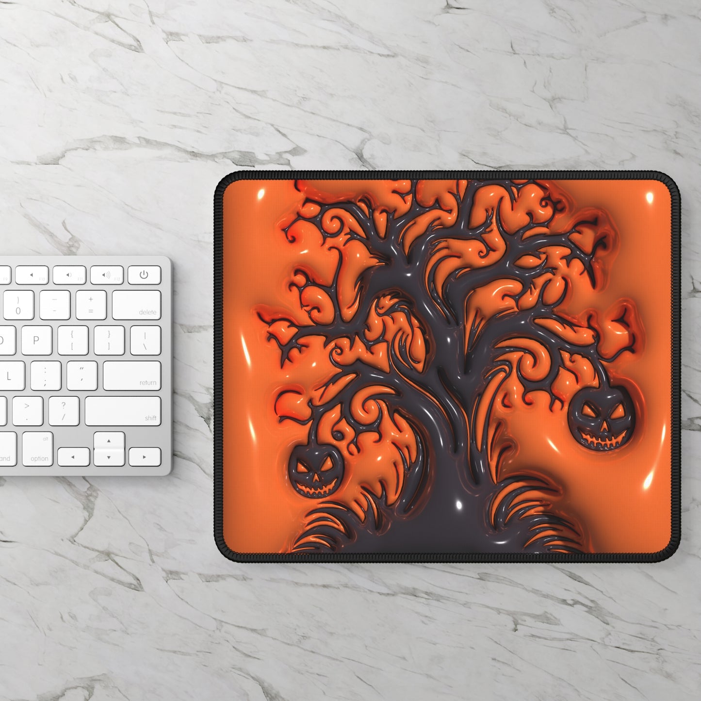 Haunted Tree Mouse Pad – 9x7 Neoprene Desk Mat with Jack-O’-Lantern Design