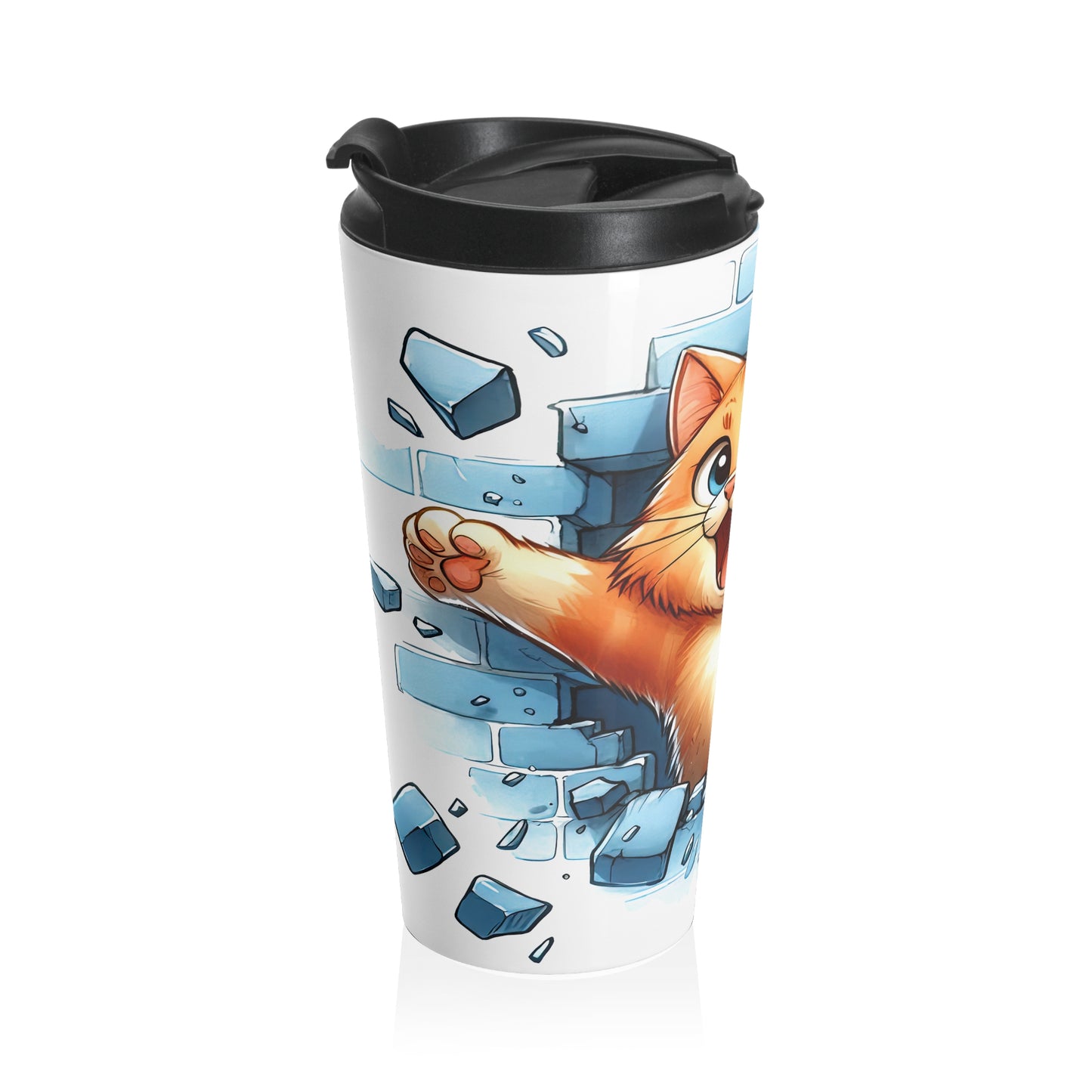 Happy Cat Mug – 15oz Stainless Steel Travel Cup