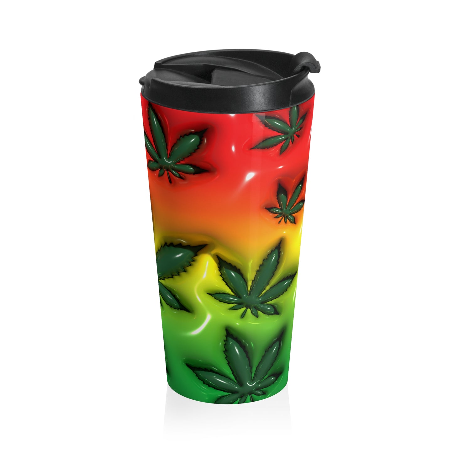 Rasta Leaf Stainless Steel Travel Mug – 15oz