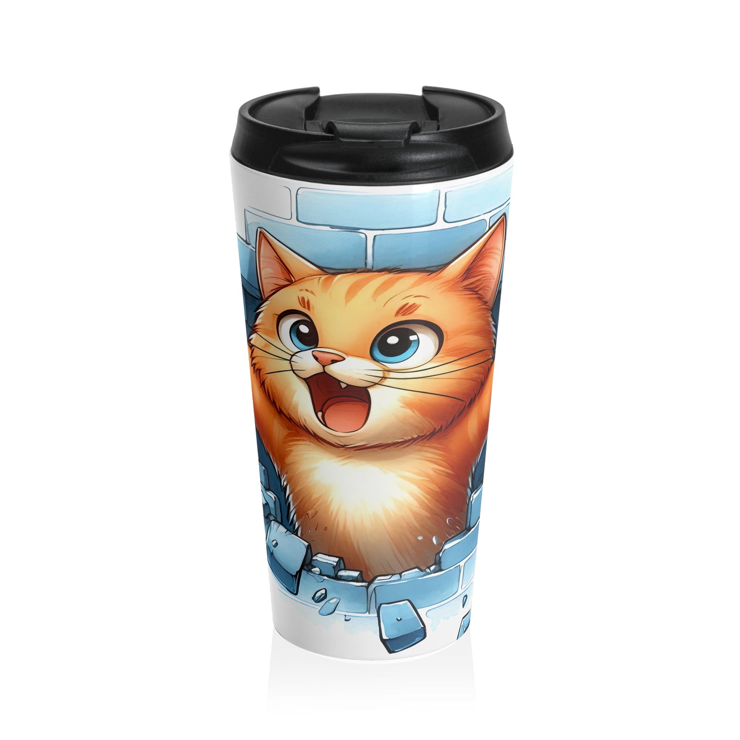 Happy Cat Mug – 15oz Stainless Steel Travel Cup