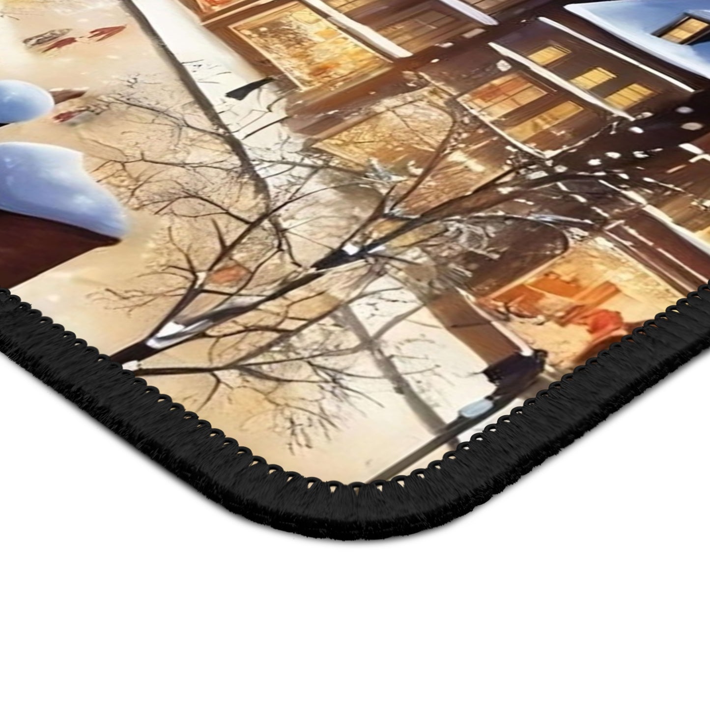 Snowy Winter Village Mouse Pad