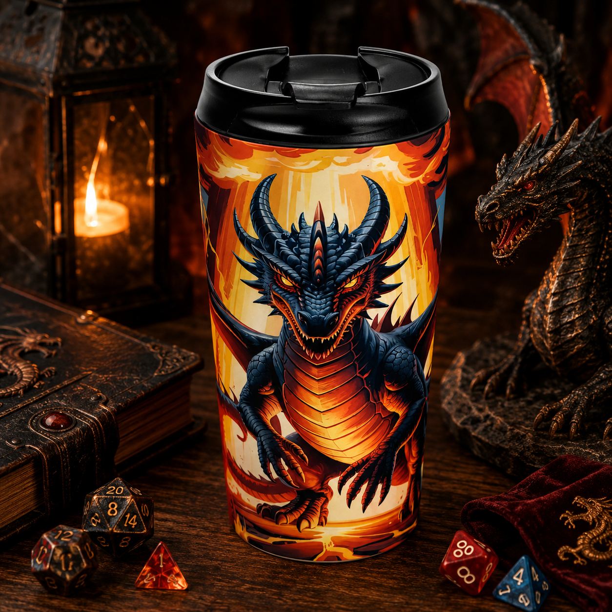 Inferno Dragon Stainless Steel Travel Mug (15oz)