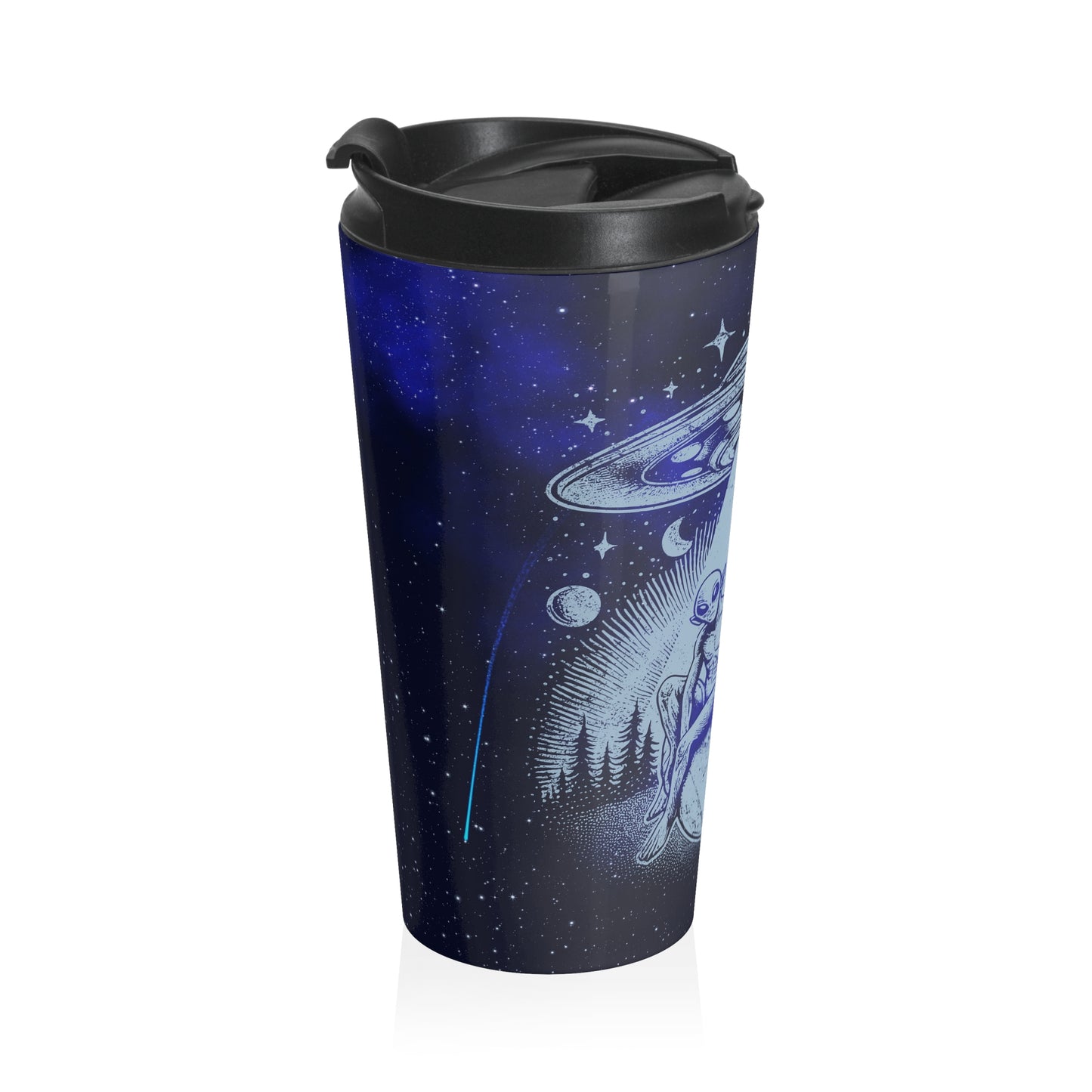 Alien and Bigfoot UFO Stainless Steel Travel Mug – 15oz