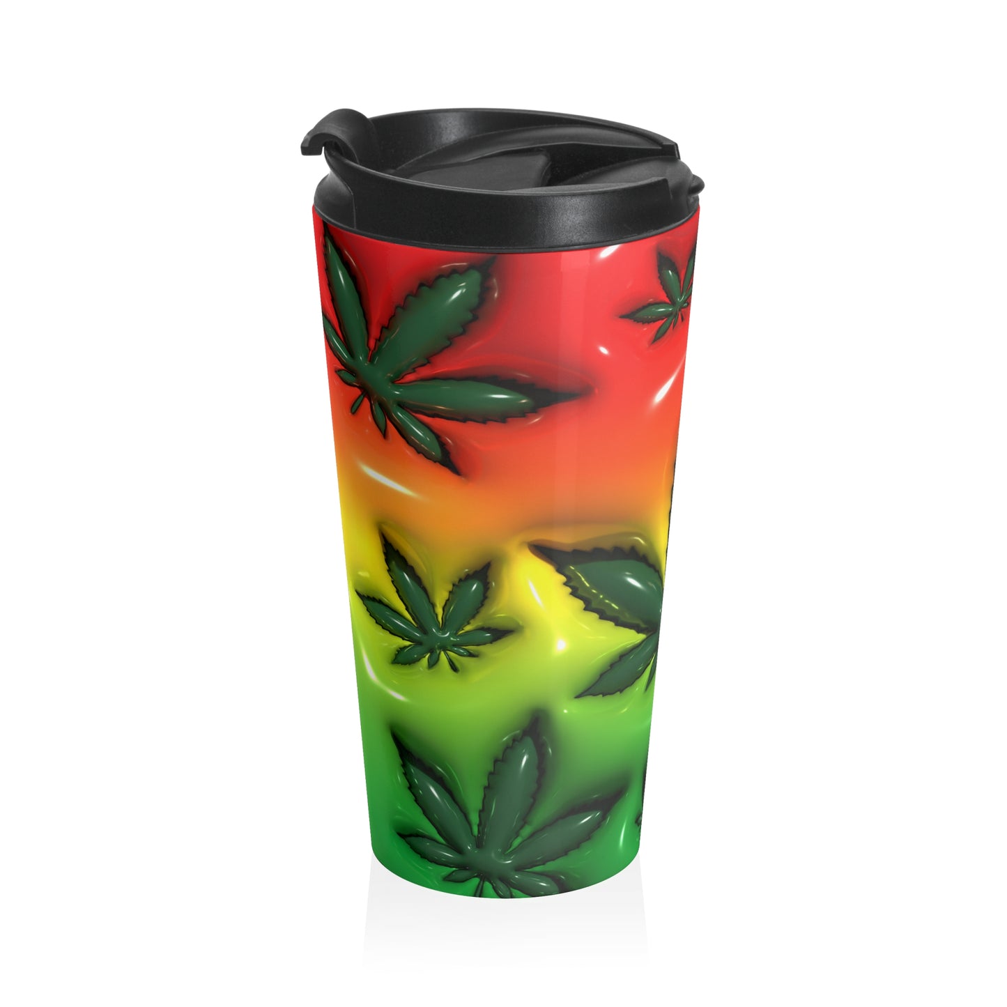Rasta Leaf Stainless Steel Travel Mug – 15oz