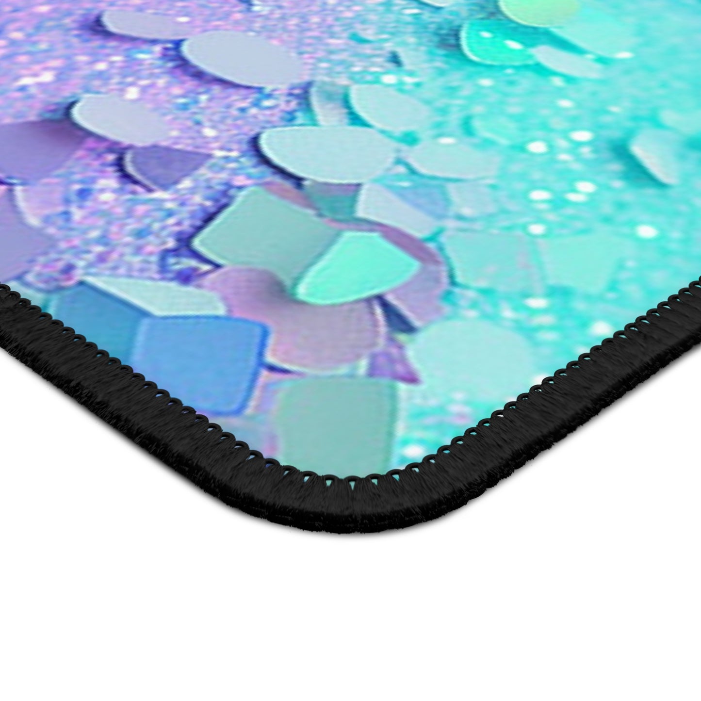 Aqua Prism Mouse Pad – 9x7 Neoprene Desk Mat with Iridescent Glitter and Holographic Sparkle Design