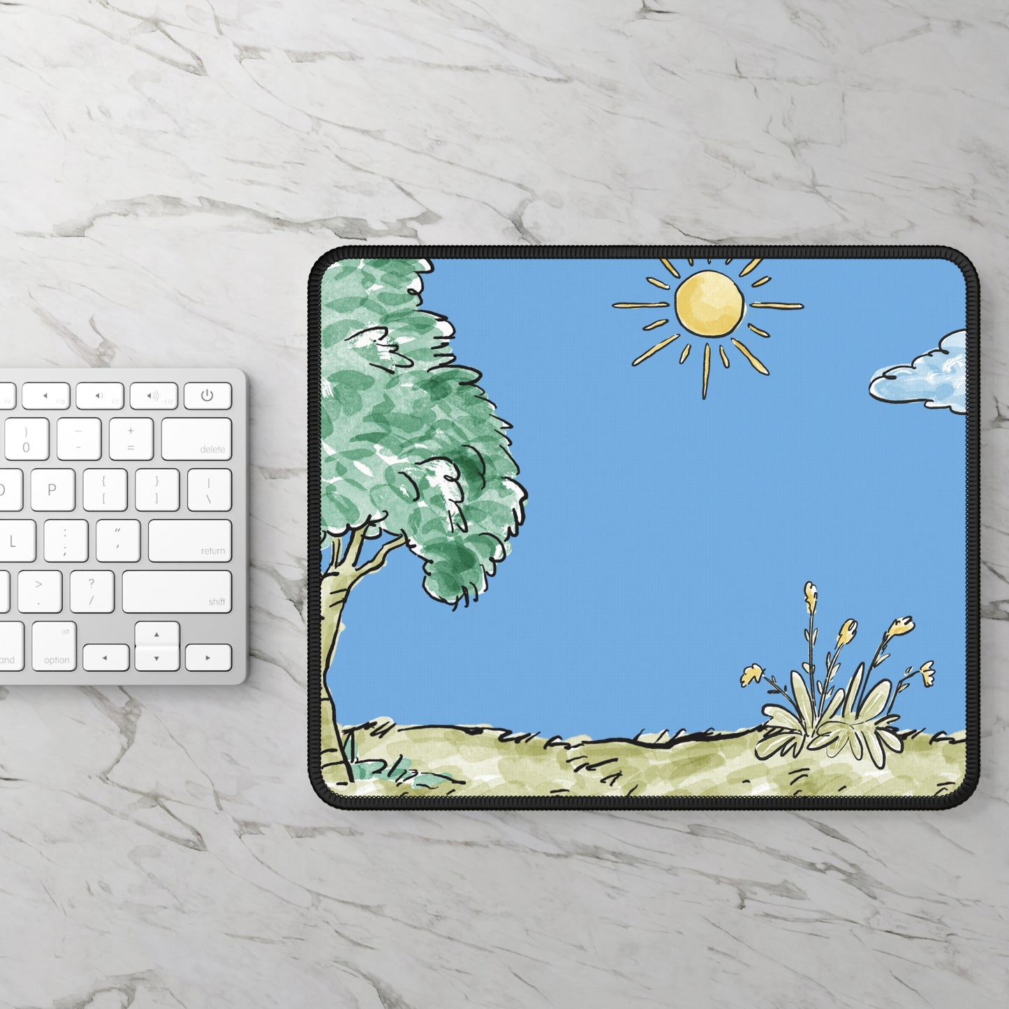 Sunny Day Mouse Pad – 9x7 Neoprene Desk Mat with Peaceful Nature Design