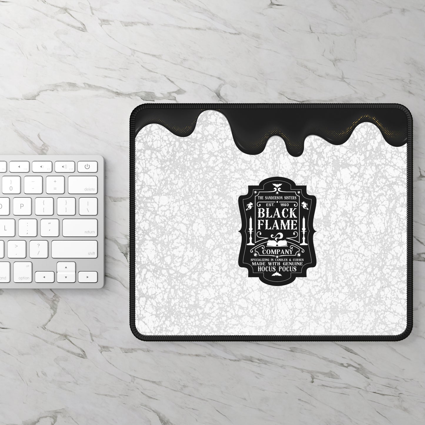 Black Flame Company Marble Edition Gaming Mouse Pad – 9x7 Neoprene Desk Mat for Gamers and Witchy Workspaces