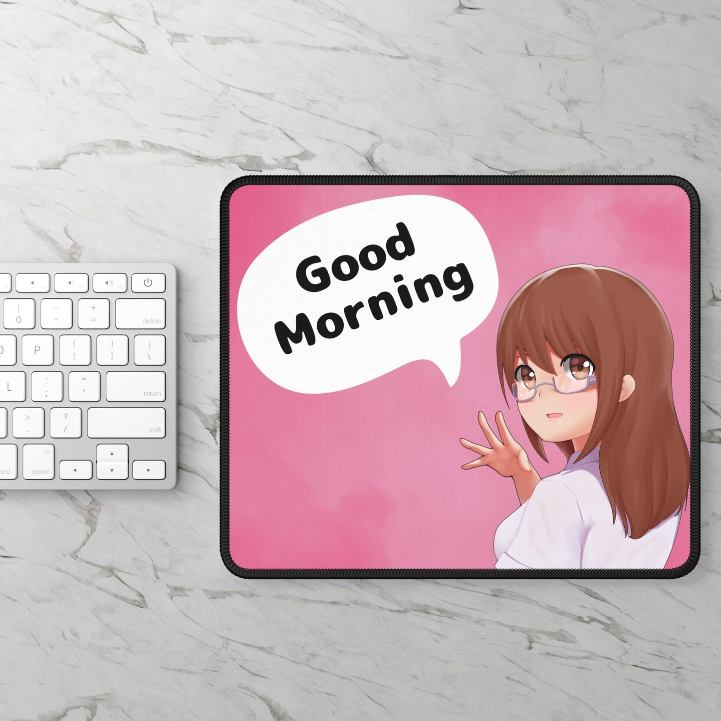 Good Morning Anime Mouse Pad – 9x7 Neoprene Desk Mat with Cute Character Design